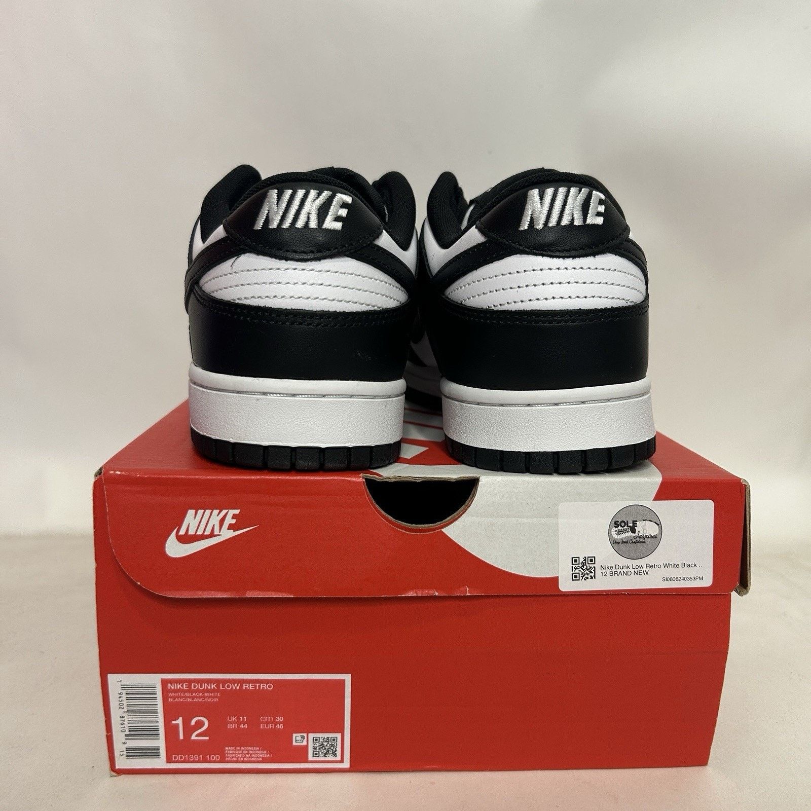 Nike Nike Dunk Low Retro “Black White/Panda” Size US 12 / EU 45 - 4 Thumbnail