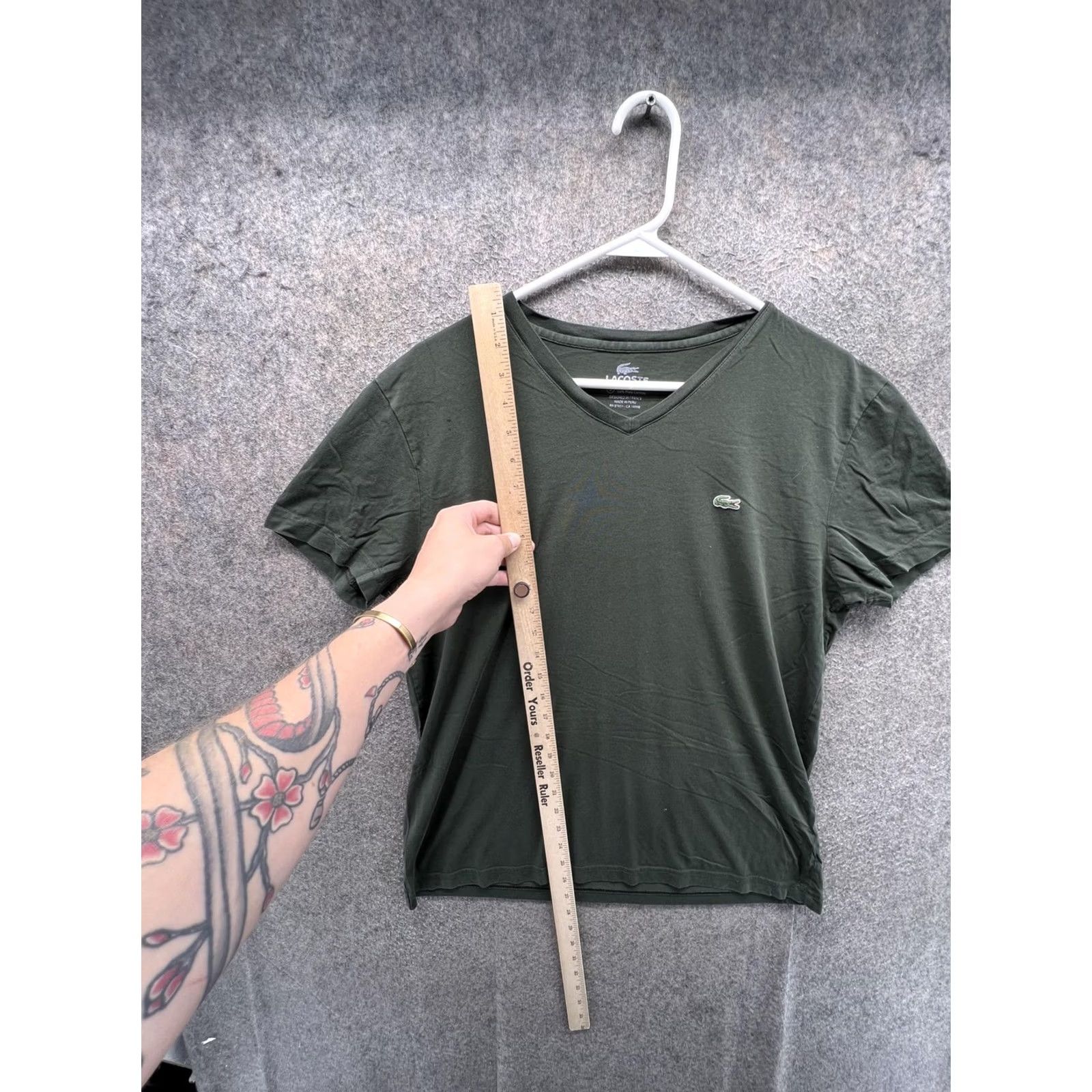Lacoste Lacoste Shirt Mens L 5 Green Pima Cotton V Neck Logo Tee Tagless Soft T-Shirt Short Sleeve Knitted Jersey 100% Cotton Adult Mens Size US L / EU 52-54 / 3 - 6 Thumbnail