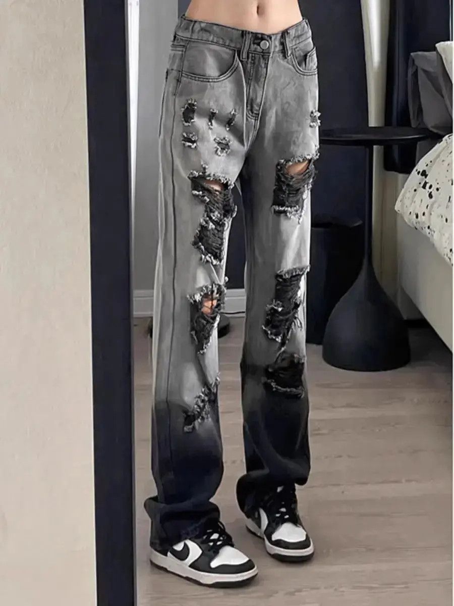 Japanese Brand Retro washed gradient distressed jeans Size US 30 / EU 46 - 6 Thumbnail