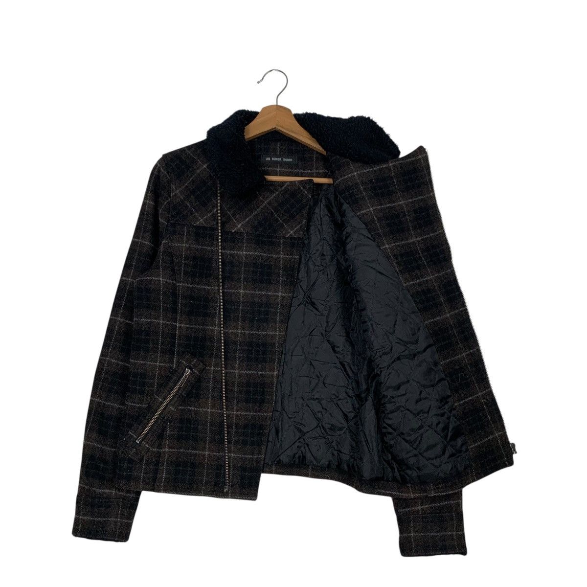 Japanese Brand AS SUPER SONIC Wool Checked Asymmetrical Jacket #2939-C133 Size US M / EU 48-50 / 2 - 7 Thumbnail