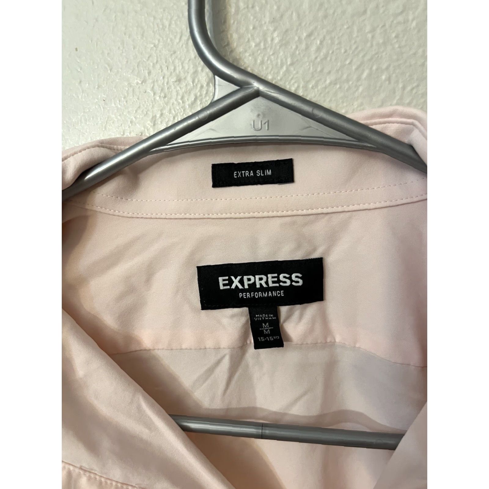 Express Express Button-Down Shirt Nylon Pink Size M Extra-Slim Men Size US M / EU 48-50 / 2 - 3 Thumbnail