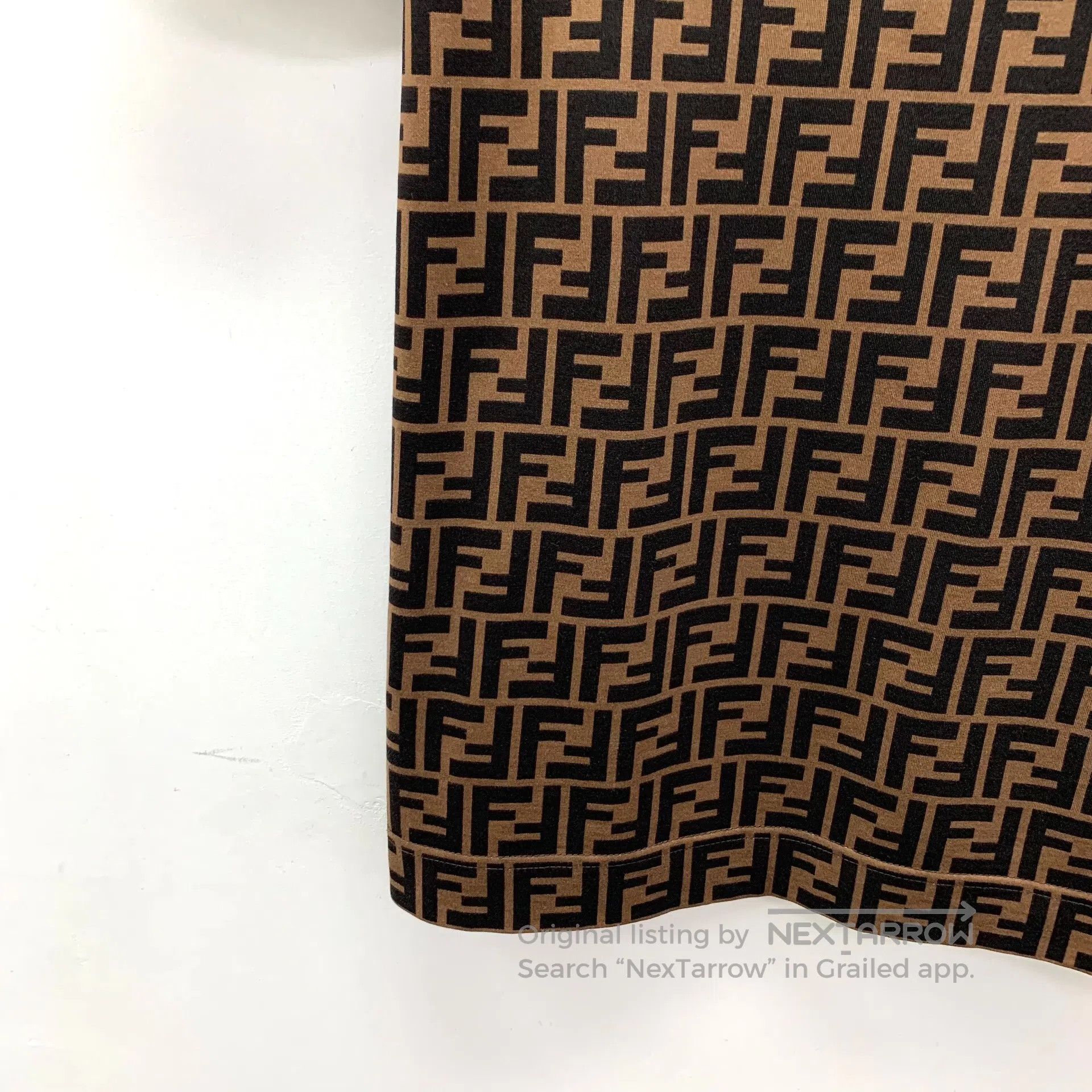 Fendi FENDI Dark Brown Double F Monogram Printed Cotton Crew Nec Size US L / EU 52-54 / 3 - 4 Thumbnail