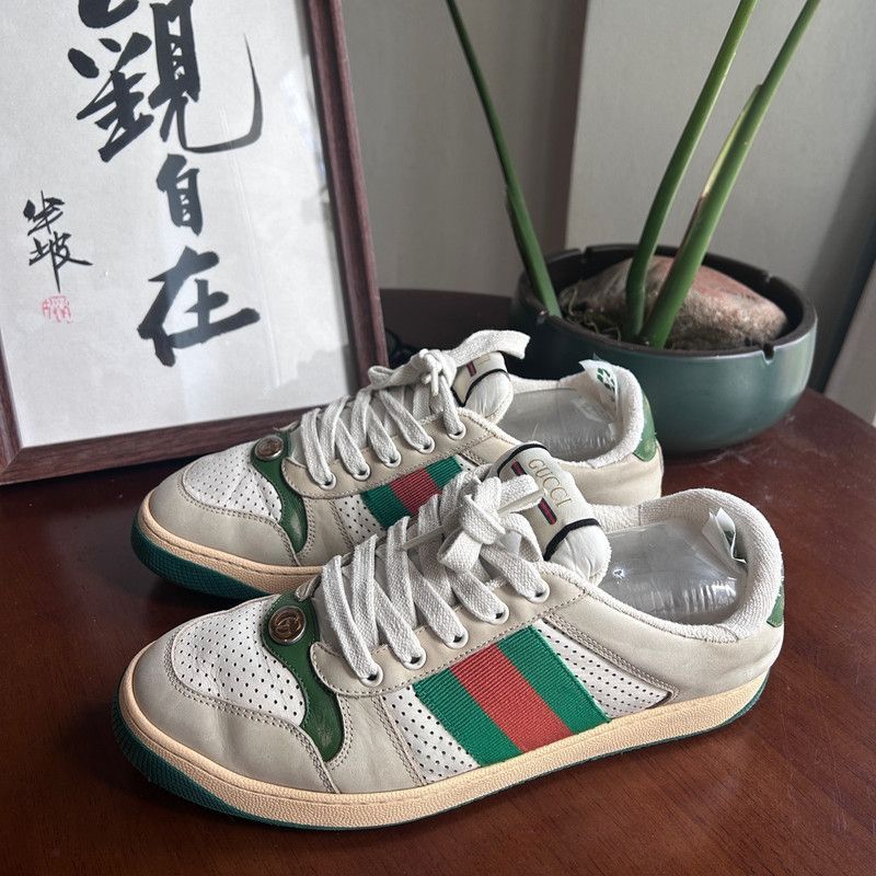 Gucci Gucci Screener Vintage Sneakers in Gray Green Size US 7.5 / EU 40-41 - 1 Thumbnail