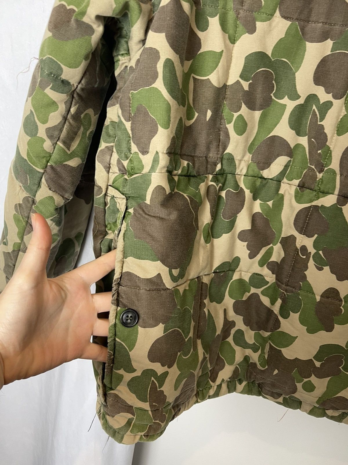 Vintage 70s Oversized quilted thrashed faded bomber work jacket hunt Size US L / EU 52-54 / 3 - 3 Thumbnail