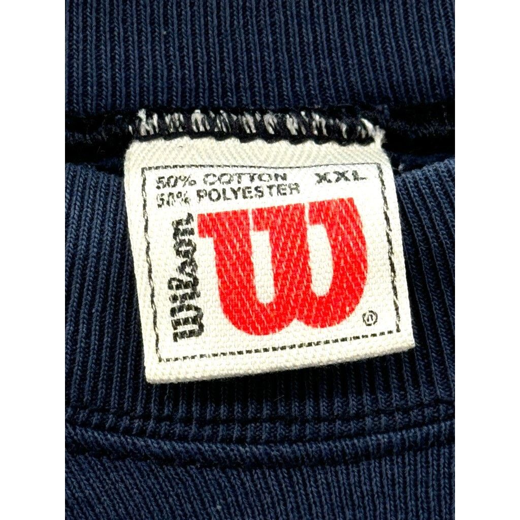 Vintage × Wilson 1990's Wilson Distressed Navy Logo Crewneck Size US XXL / EU 58 / 5 - 3 Thumbnail