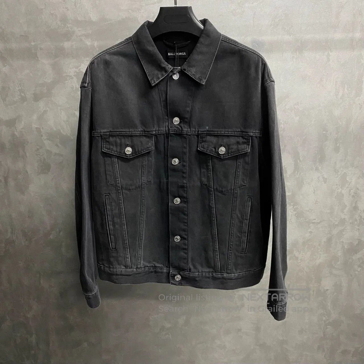 Balenciaga Balenciaga Black Green Embroidery Logo Denim Jacket. Size US S / EU 44-46 / 1 - 1 Thumbnail