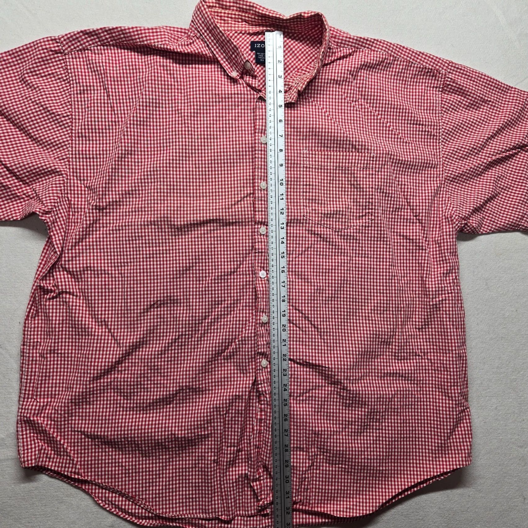 Izod IZOD Shirt Red Checkered 100% Cotton Short Sleeve Button Up Adult Men 3X Plaid Vintage No Size US XXL / EU 58 / 5 - 7 Thumbnail
