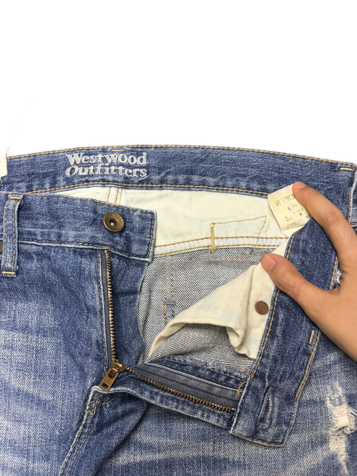 Edwin Vintage Japanese Brand Buckle Back Distressed Jeans Size 32" / US 10 / IT 46 - 5 Thumbnail