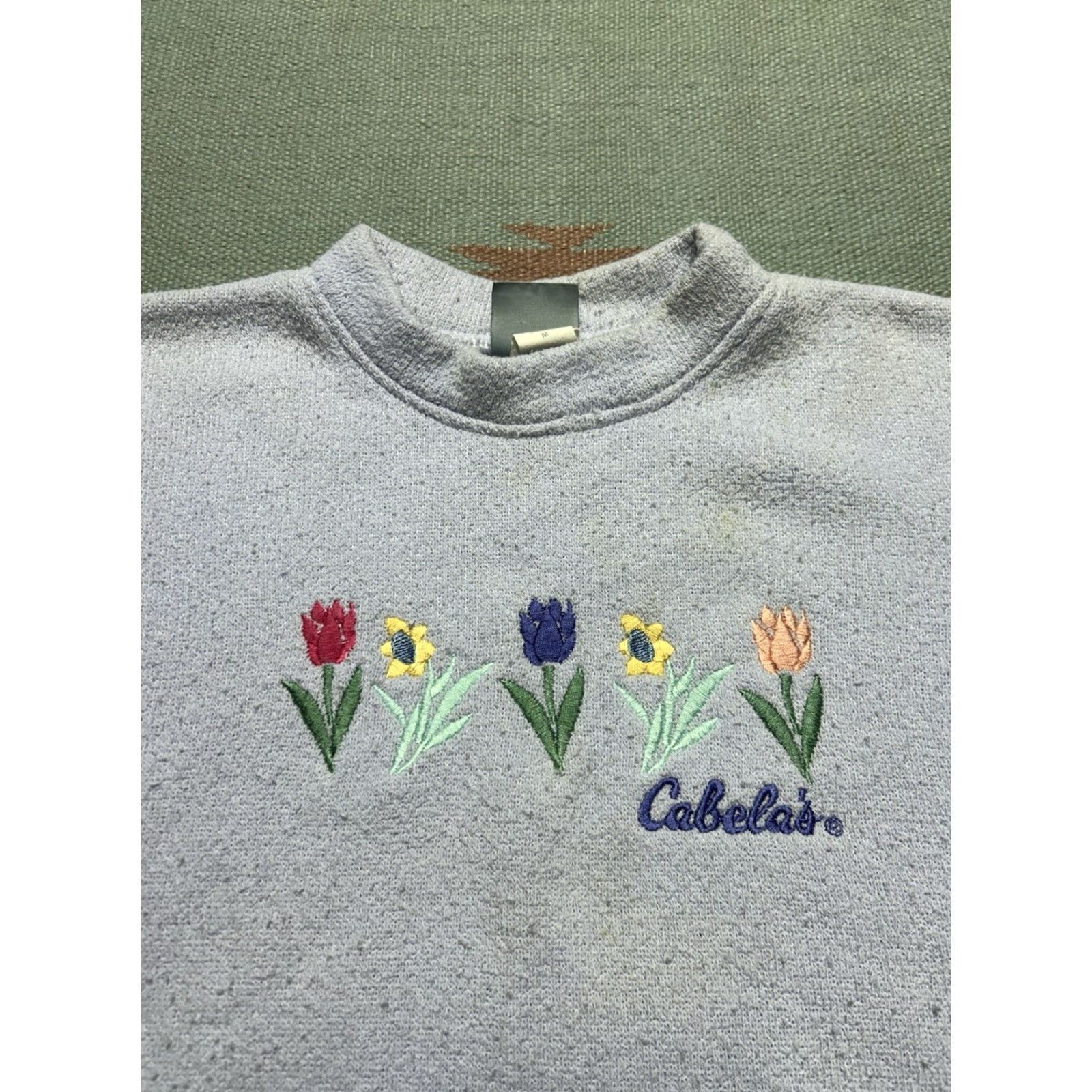 Vintage VINTAGE Cabela’s Sweatshirt Crew Neck Women’s Medium Purple Embroidered Flowers Knit Pullover Size M / US 6-8 / IT 42-44 - 2 Thumbnail