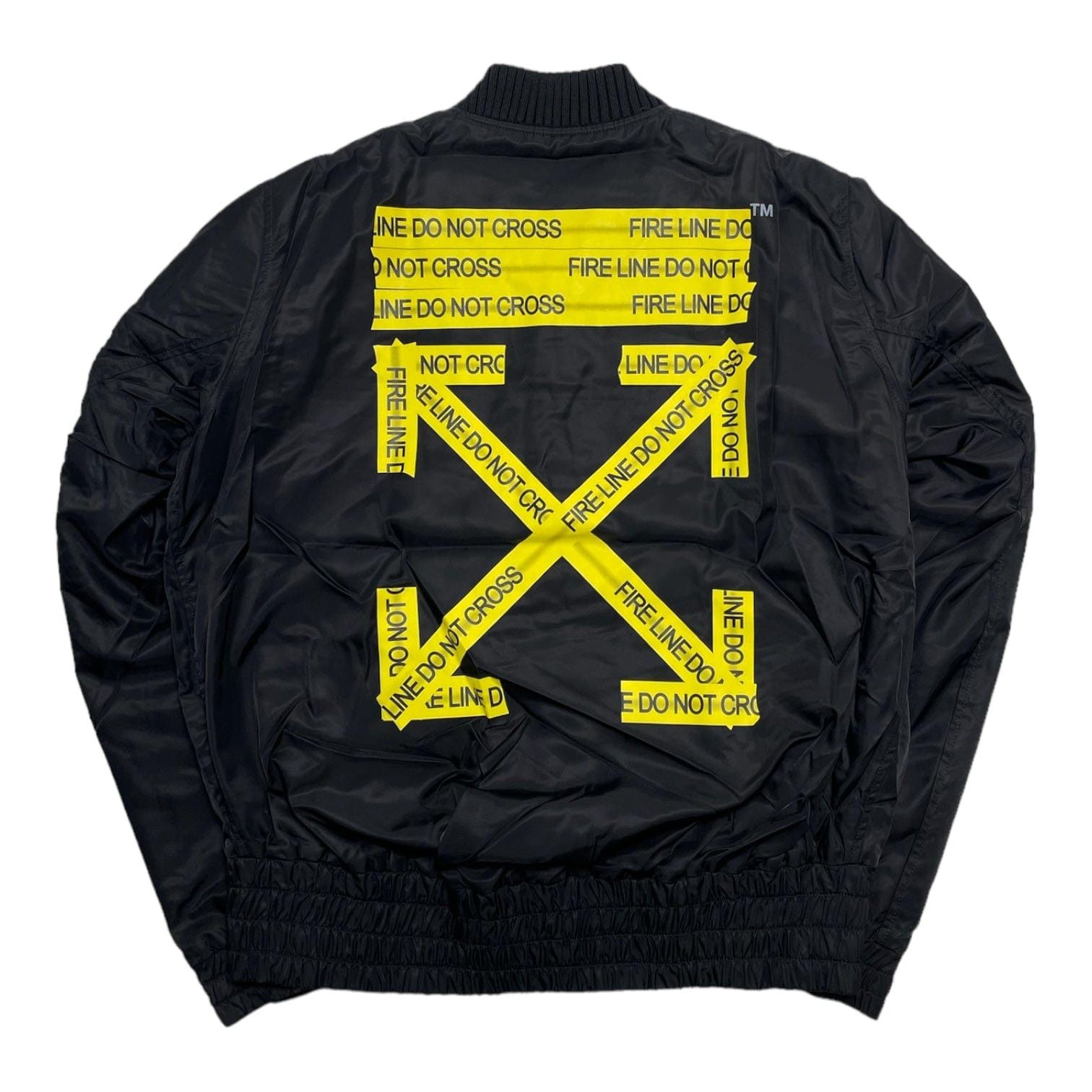 Off-White Fire Tape Bomber Jacket Black Yellow Size US XL / EU 56 / 4 - 1 Thumbnail