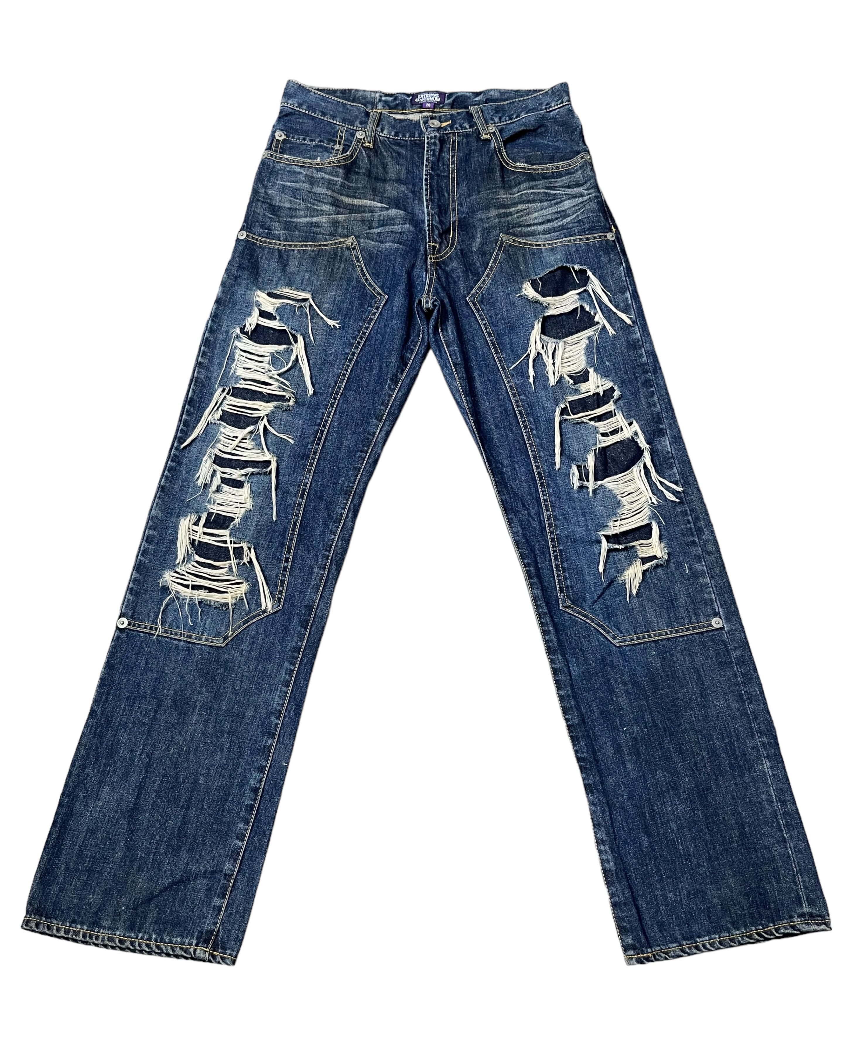 Other FYE🔥Grunge Punk Ripped Double Knee Studded Flap Buckle Back Size 29" - 1 Thumbnail