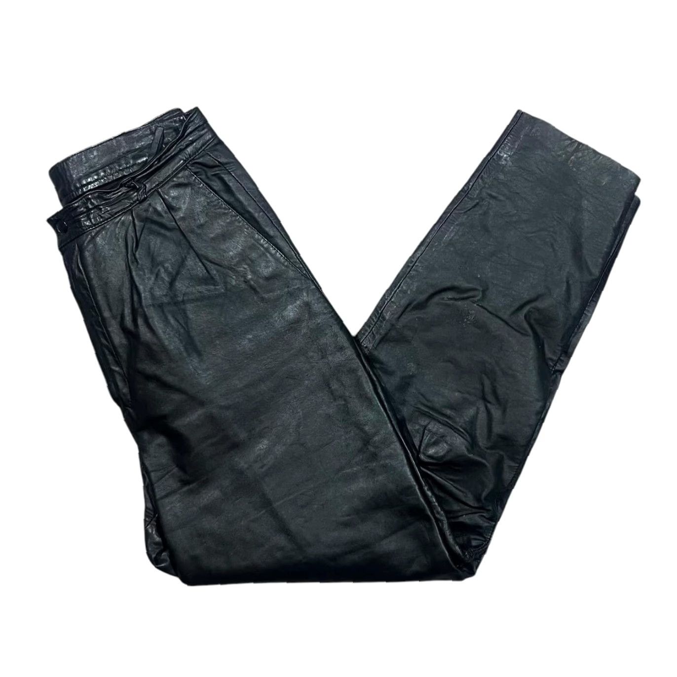 Toffs VINTAGE TOFF LONDON Made In Brazil Genuine Real Black Leather Motorcycle Trousers 30W Women's Trousers Motorcycle Black Leather 90s Style Mens Womens Size 30" / US 8 / IT 44 - 2 Thumbnail