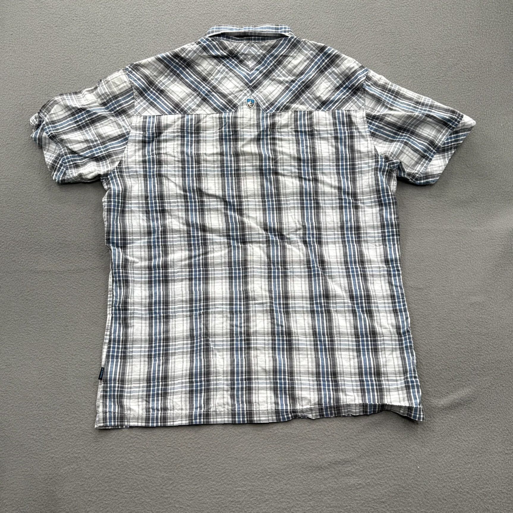 Vintage KUHL Shirt Mens M Gray Blue Plaid Short Sleeve Button Front Western Outdoor Size US M / EU 48-50 / 2 - 2 Thumbnail