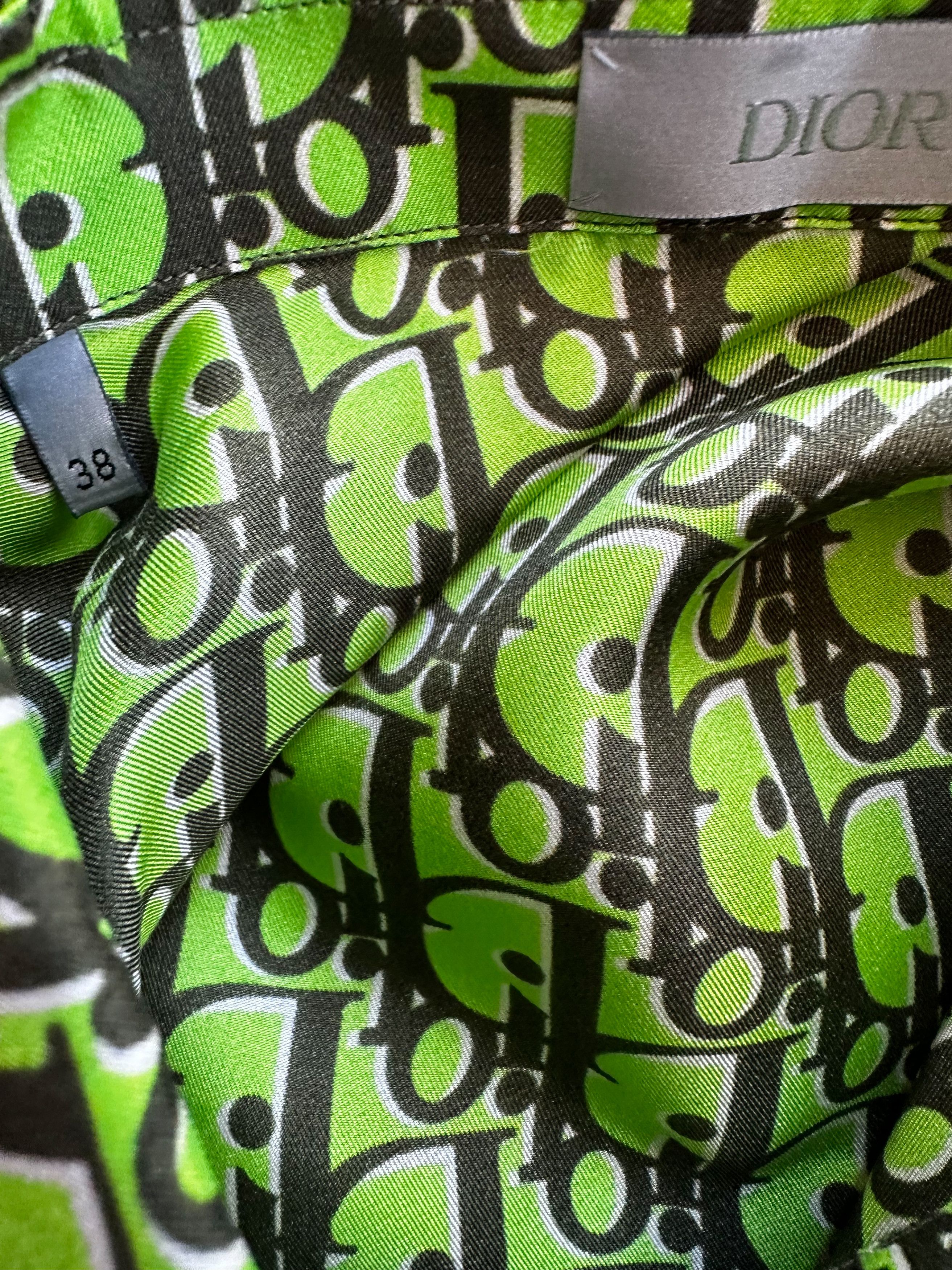 Dior Dior Green & Black Oblique Silk Button Up Shirt Size US M / EU 48-50 / 2 - 4 Thumbnail