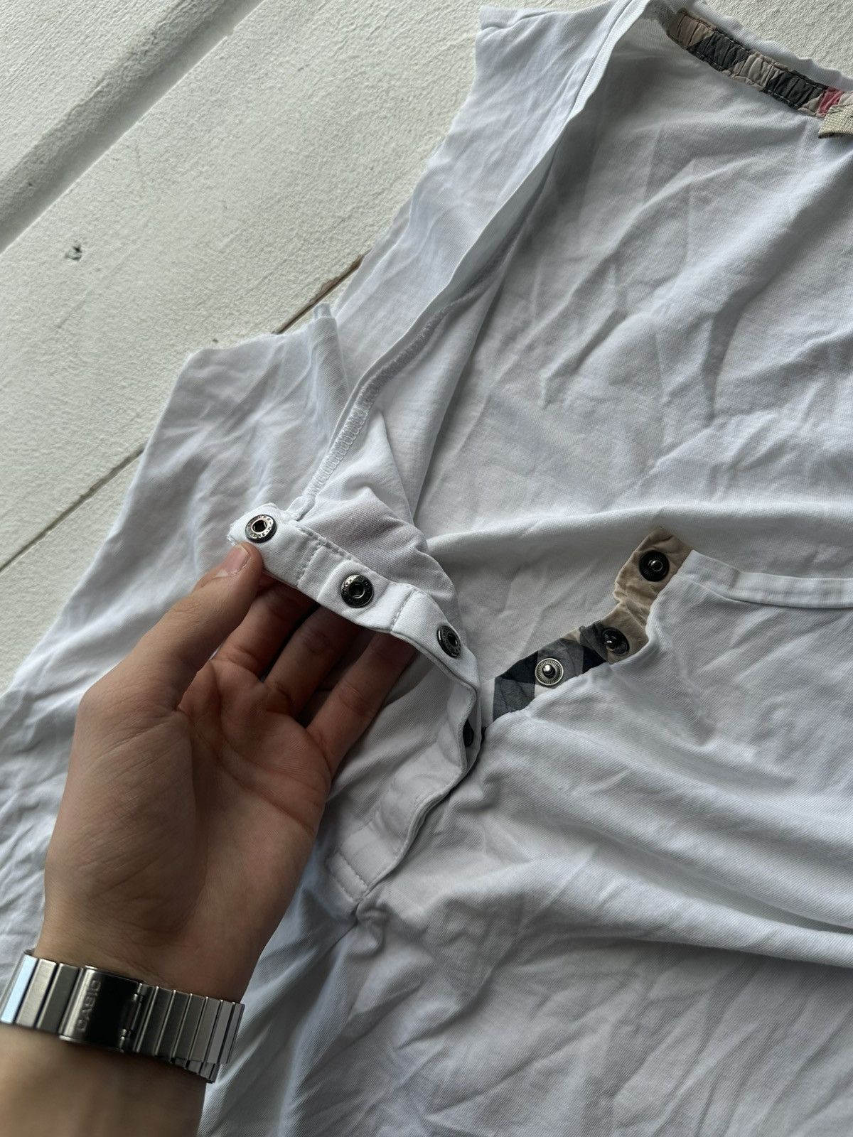 Burberry 🚨VNTG Burberry T-shirt Rare Mesh avant garde y2k NOVA CHECK Size S / US 4 / IT 40 - 6 Thumbnail