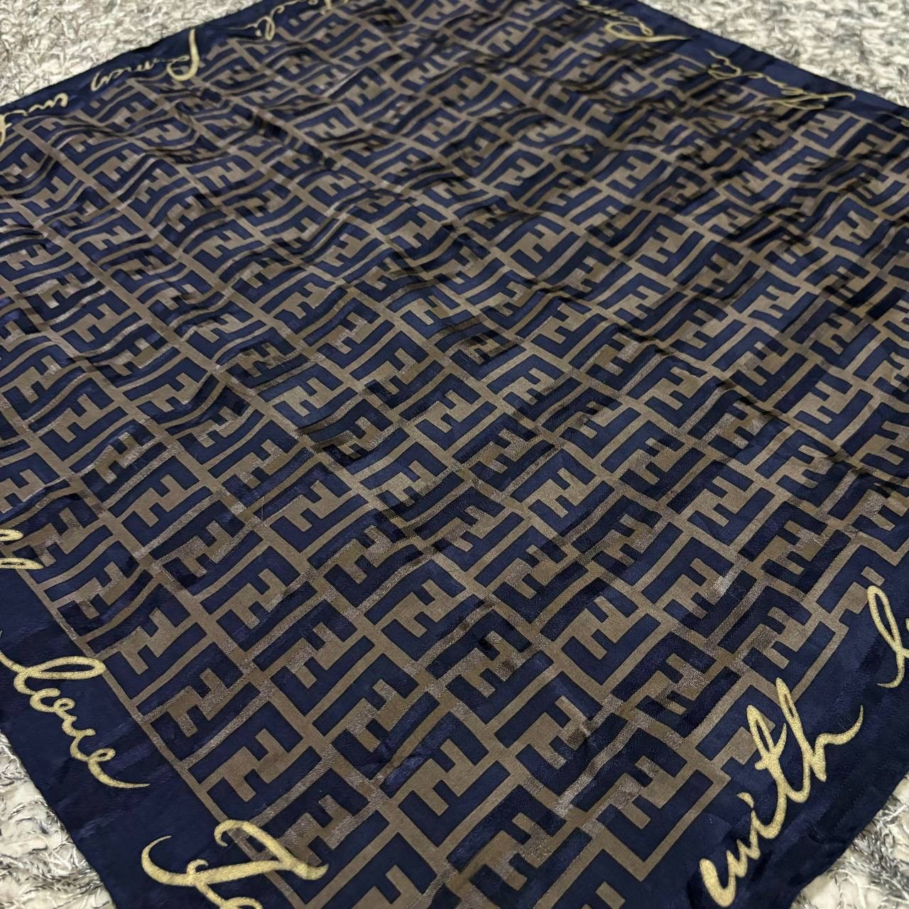 Fendi Vtg Fendi Zucca Monogram Silk Scarf "Roma With Love" 22x22 Size ONE SIZE - 3 Thumbnail