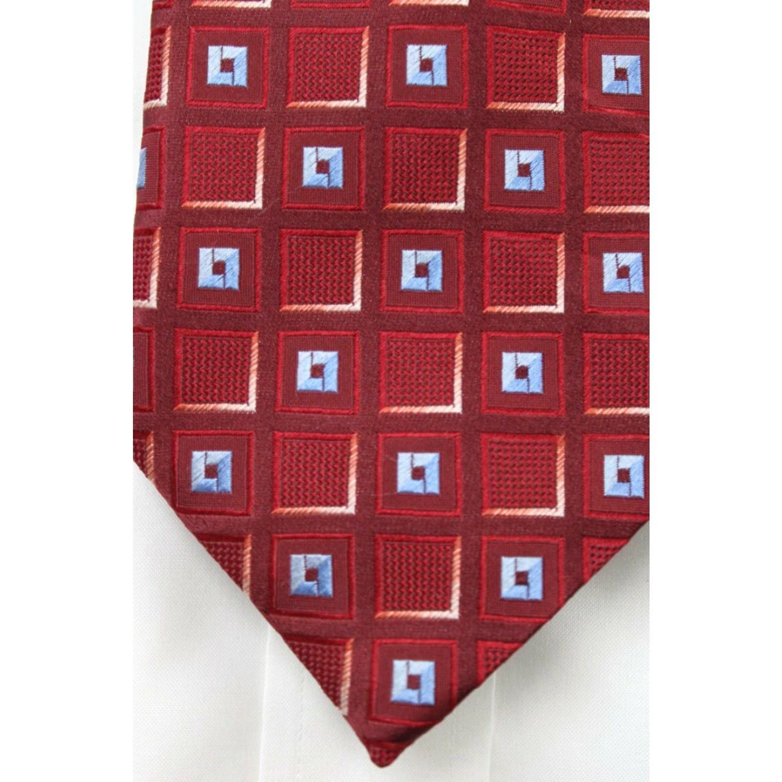 Ermenegildo Zegna Ermenegildo Zegna Silk Necktie Men's Red Geometric 58.5 x 3.75 Stylish Designer Size ONE SIZE - 2 Thumbnail