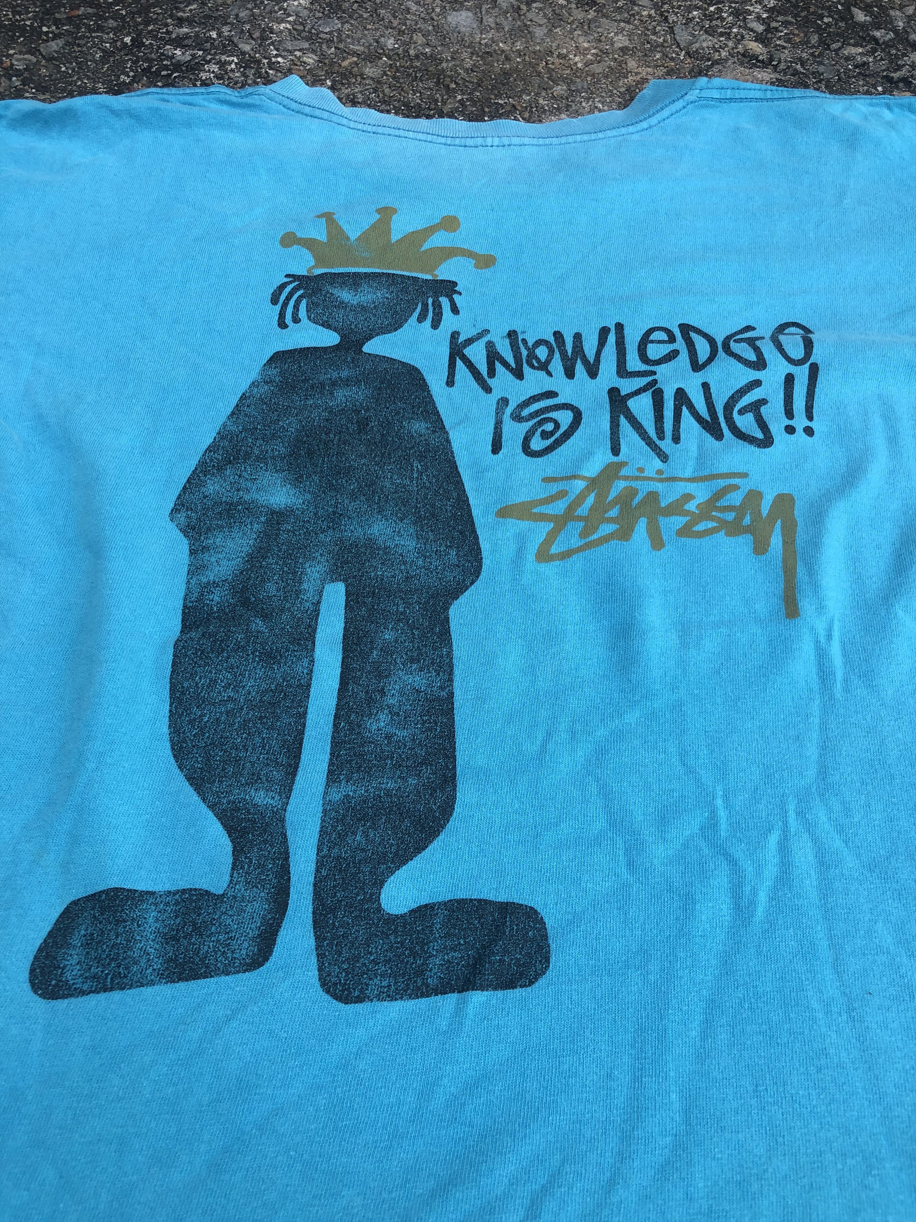 Vintage 🔥Vtg 90s OG STUSSY 'Knowledge is King' T-Shirt Distressed Size US XL / EU 56 / 4 - 6 Thumbnail