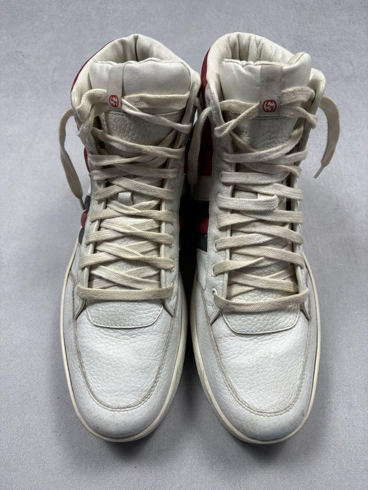 Gucci Gucci Praga Karibu Leather High Top Sneakers Web Stripe 28.5 Size US 11 / EU 44 - 2 Thumbnail