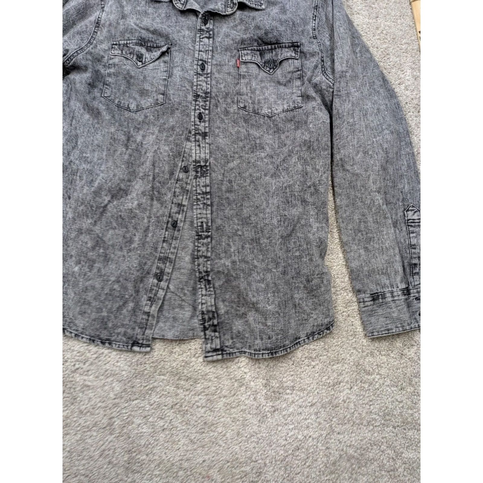 Levi's Levi's Shirt Mens Large Gray Denim Western Button Up Long Sleeve Casual Workwear Size US L / EU 52-54 / 3 - 2 Thumbnail