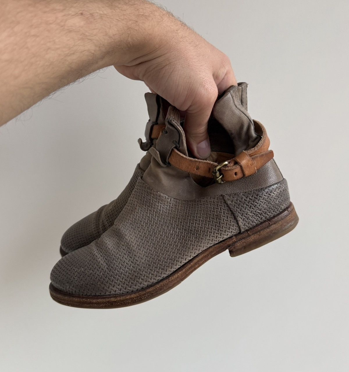 A.S.98 A.S. 98 Airstep Gray Leather Ankle Zipper Boots With Buckle Size US 6 / IT 36 - 5 Thumbnail