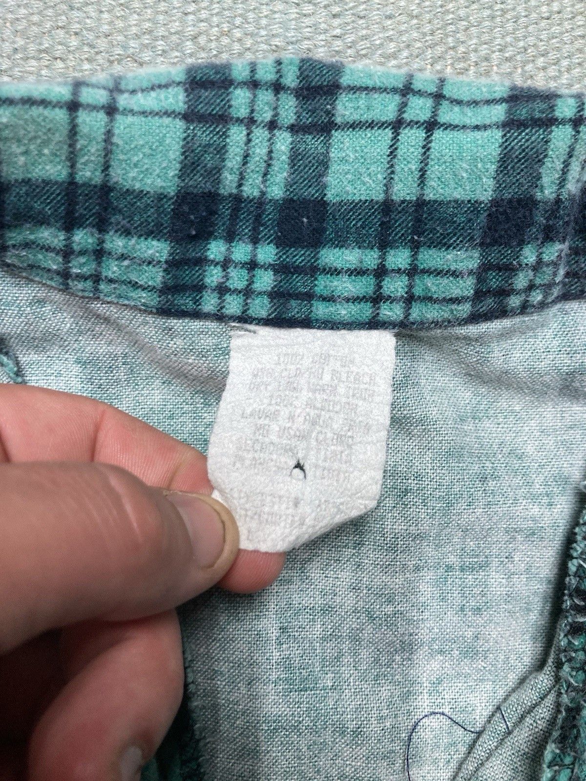 Vintage Vtg 80s flannel shirt brushed cotton turquoise teal plaid XL Size US XL / EU 56 / 4 - 5 Thumbnail