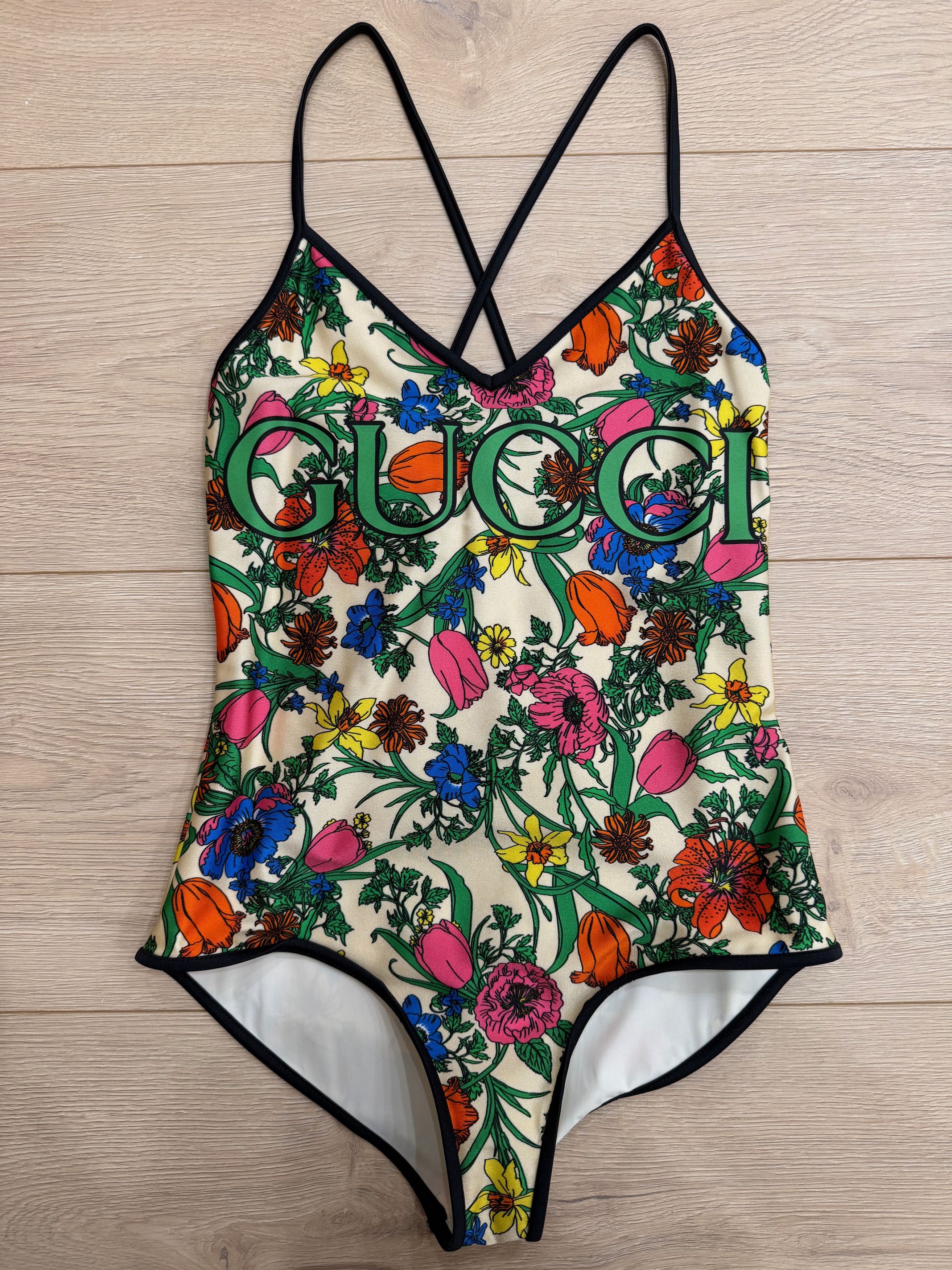 Gucci Gucci Floral Print Logo 1 Piece Swimsuit Bathingsuit S Small Size S / US 4 / IT 40 - 2 Thumbnail