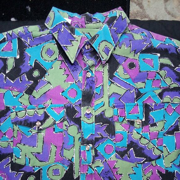 Vintage Vintage Saddlebrook Westernwear Abstract Geometric Shirt Size US L / EU 52-54 / 3 - 1 Thumbnail