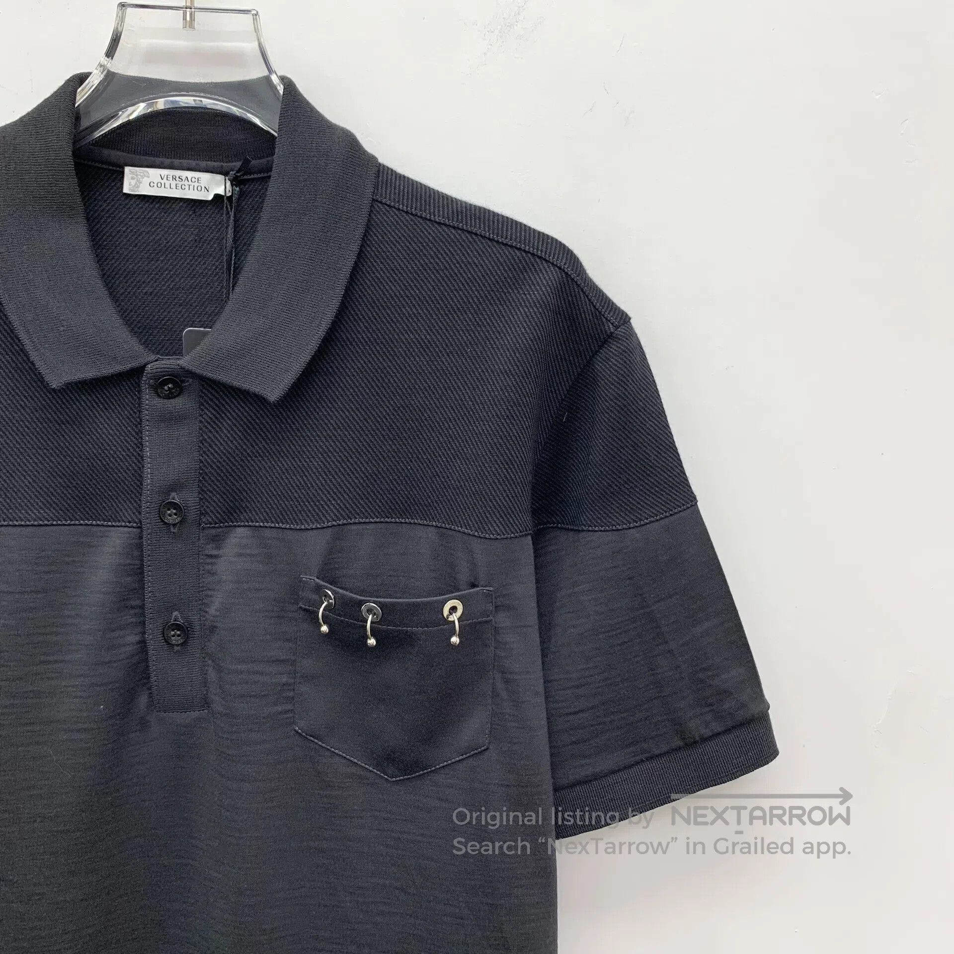 Versace Versace Black pocket ring buckle design cotton collar sing Size US M / EU 48-50 / 2 - 3 Thumbnail
