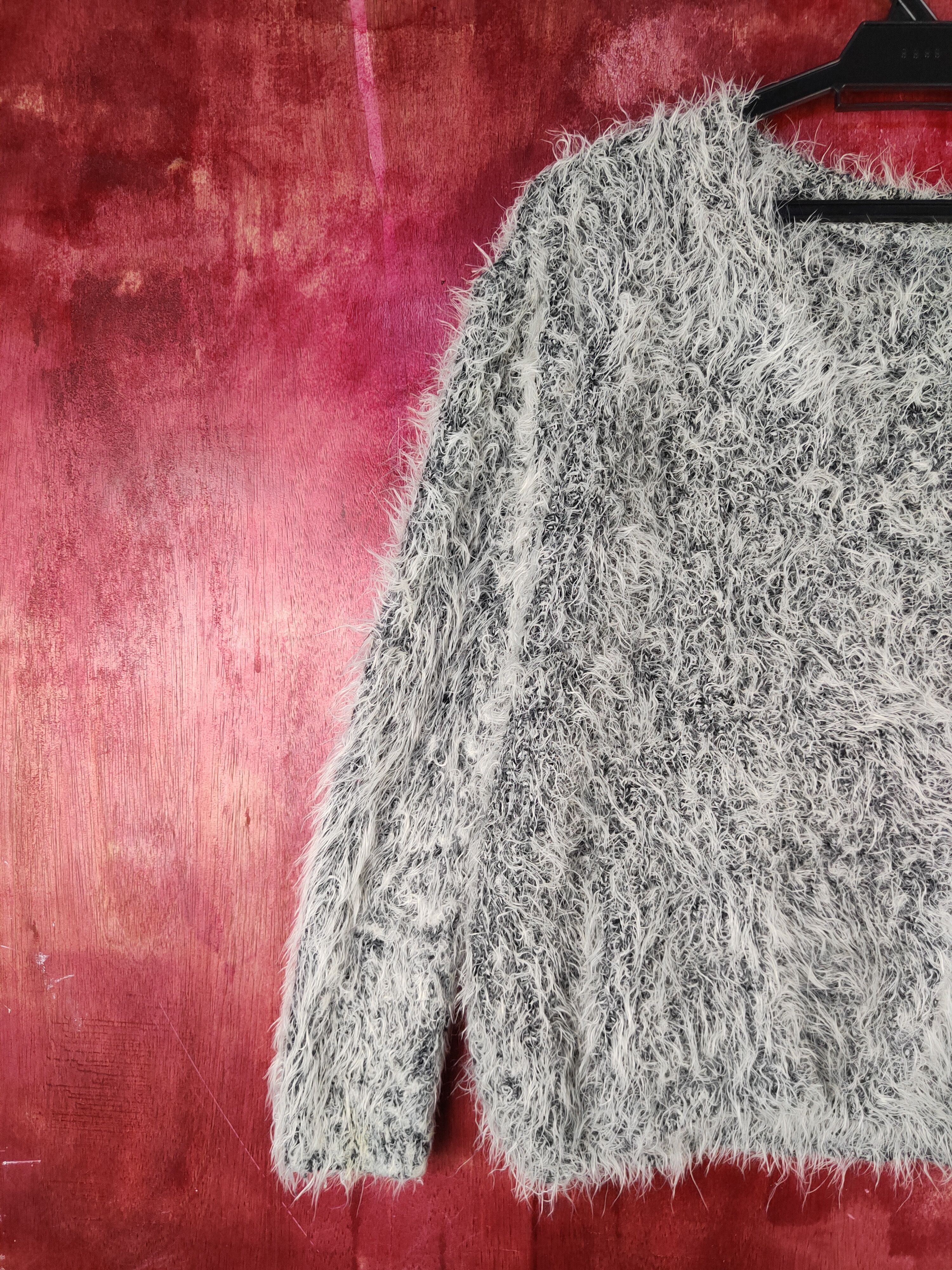 Aran Isles Knitwear × Japanese Brand Japanese Brand White Black Fur Mohair Knitwear #S2102 Size M / US 6-8 / IT 42-44 - 3 Thumbnail
