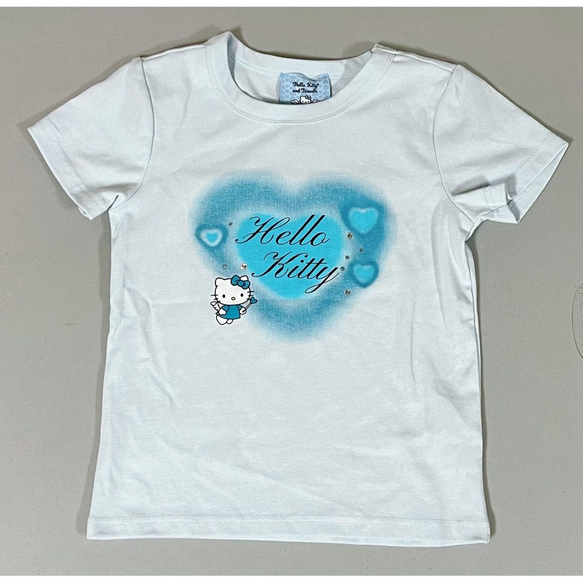 Japanese Brand Hello Kitty Blue Airbrush Tee Shirt Top Size 9/10 (Girls) 🩵✨ Size XS / US 0-2 / IT 36-38 - 1 Thumbnail