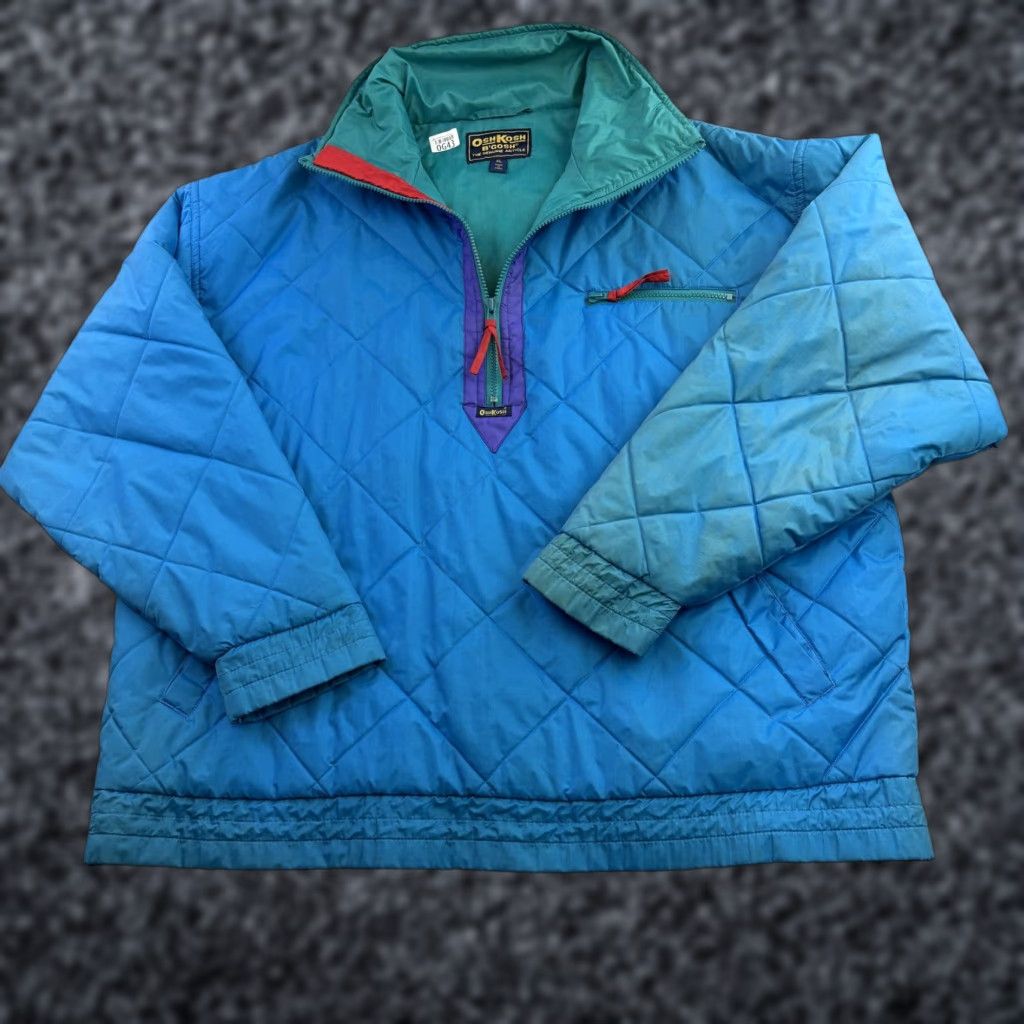 Vintage VINTAGE OshKosh B'gosh Jacket Mens XL Blue Quilted 1/4 Zip Pullover Outdoor 90s Size US XL / EU 56 / 4 - 1 Thumbnail