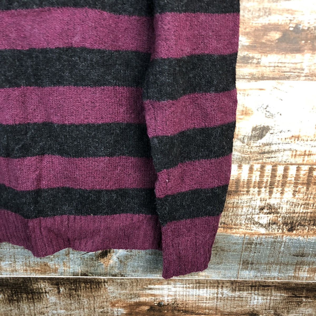 Japanese Brand × Solid and Striped DL Art Wave Stripe japan Purple Knitwear #C601 Size US M / EU 48-50 / 2 - 16 Thumbnail