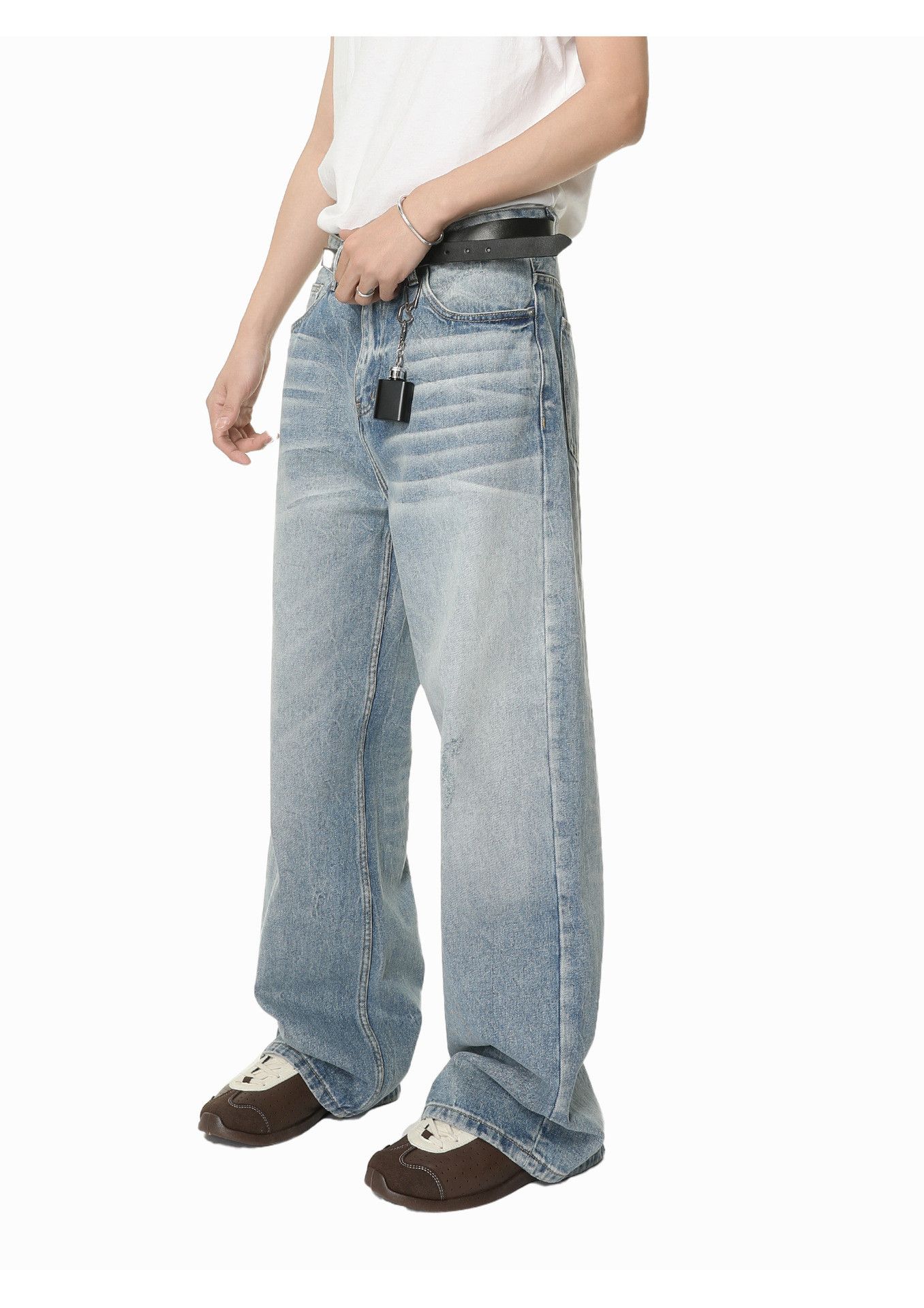 Vintage Japanese retro washed distressed straight loose jeans Size US 32 / EU 48 - 3 Thumbnail