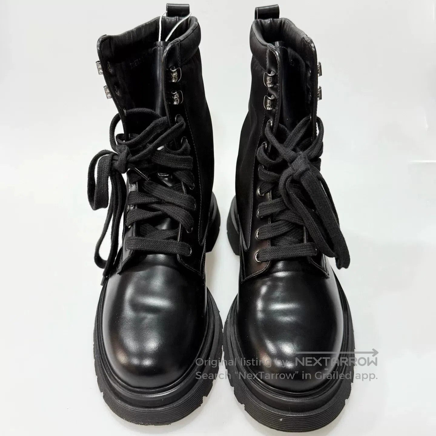 Prada Prada Black Iron Triangle Logo Martin Boots. Size US 7 / IT 37 - 4 Thumbnail