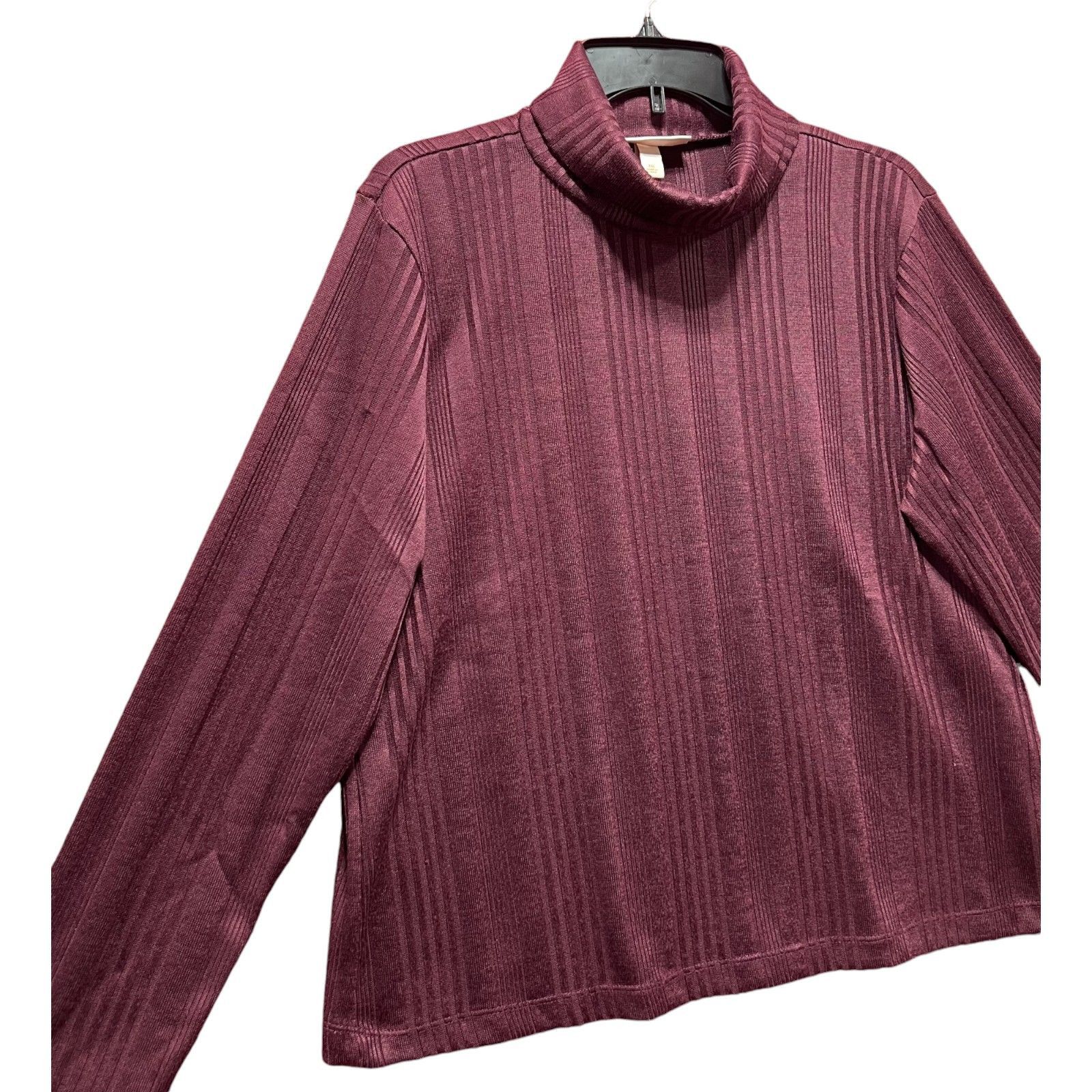 Other Knox Rose - Women's Long Sleeve Turtleneck Top - Plum - XXL Size XXL / US 16-18 / IT 52-54 - 13 Thumbnail