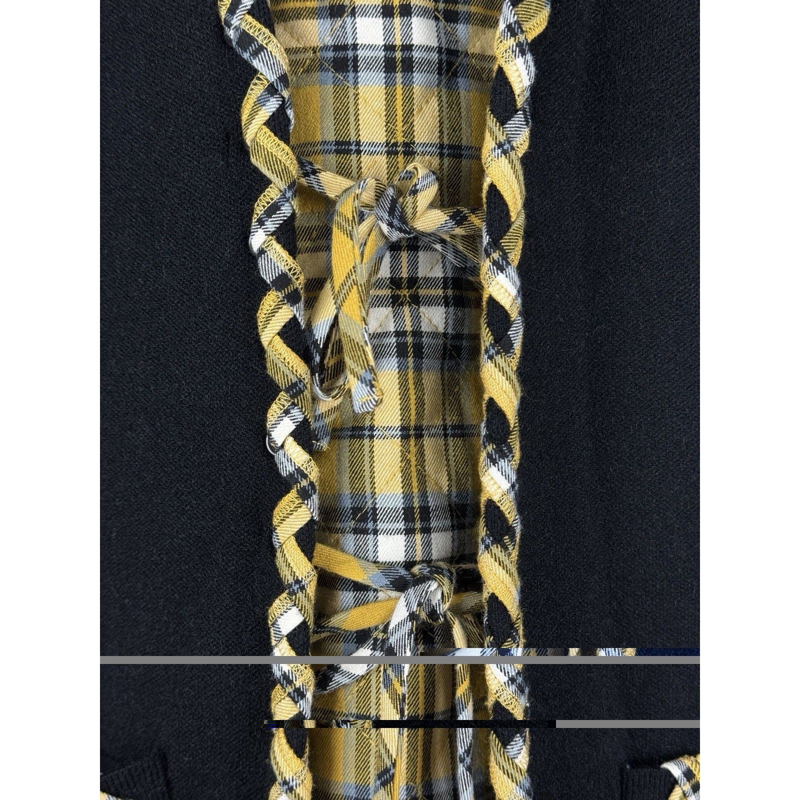 Maje MAJE Reversible Checked Black Yellow Plaid Bow Tie Knit Card Size XS / US 0-2 / IT 36-38 - 7 Thumbnail