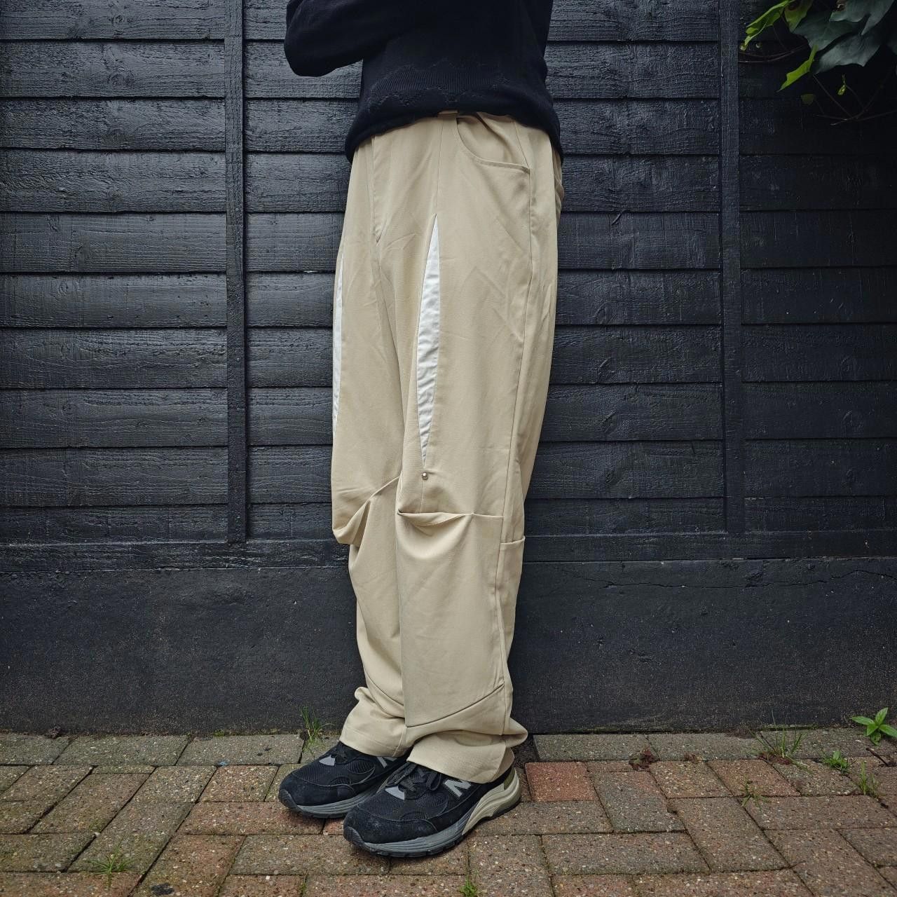 Other Beige/White Slit Panelled Baggy Trousers Size US 32 / EU 48 - 2 Thumbnail