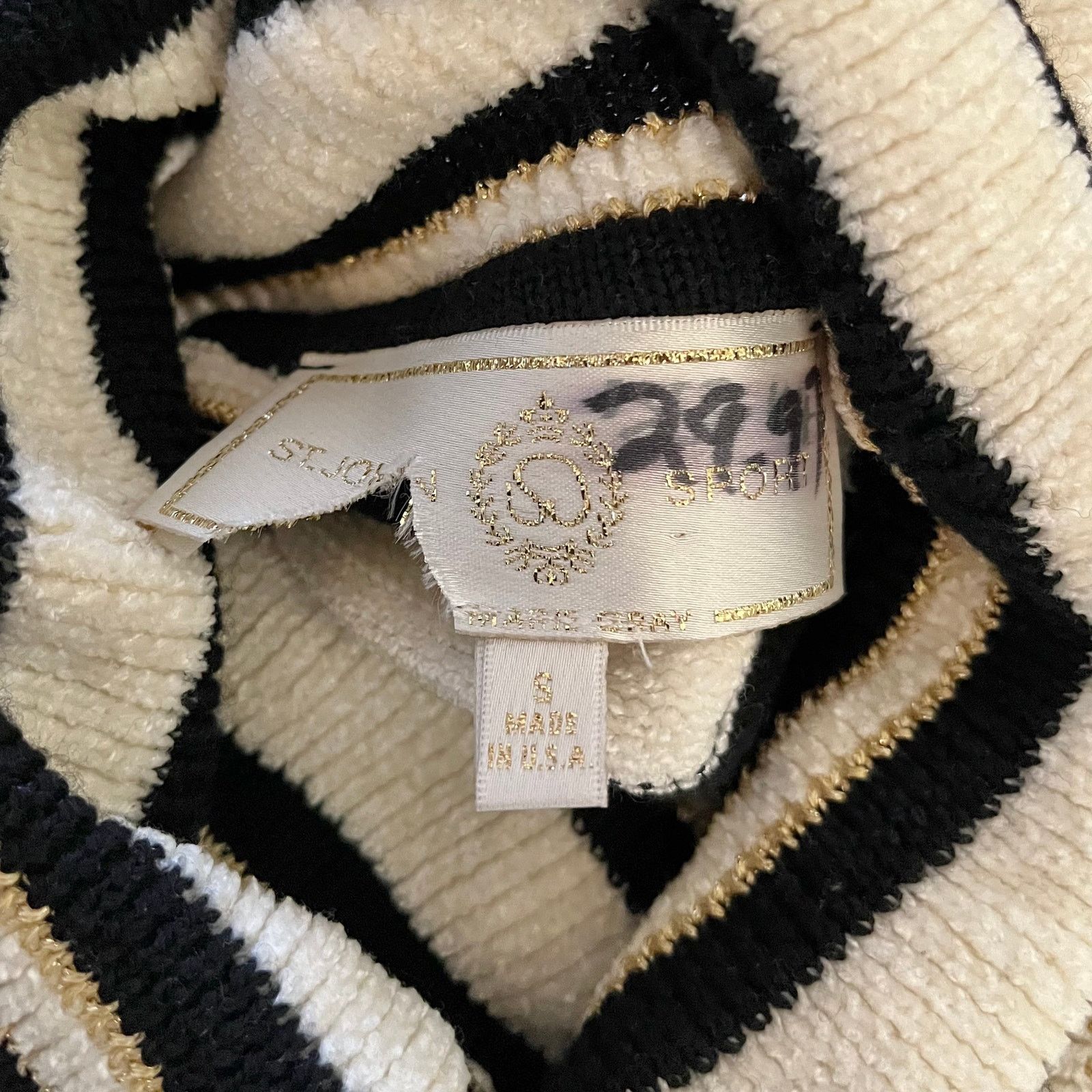 St. John × Vintage Vtg St John Sport Striped Chenille Turtleneck Tunic Sweater Size S / US 4 / IT 40 - 3 Thumbnail