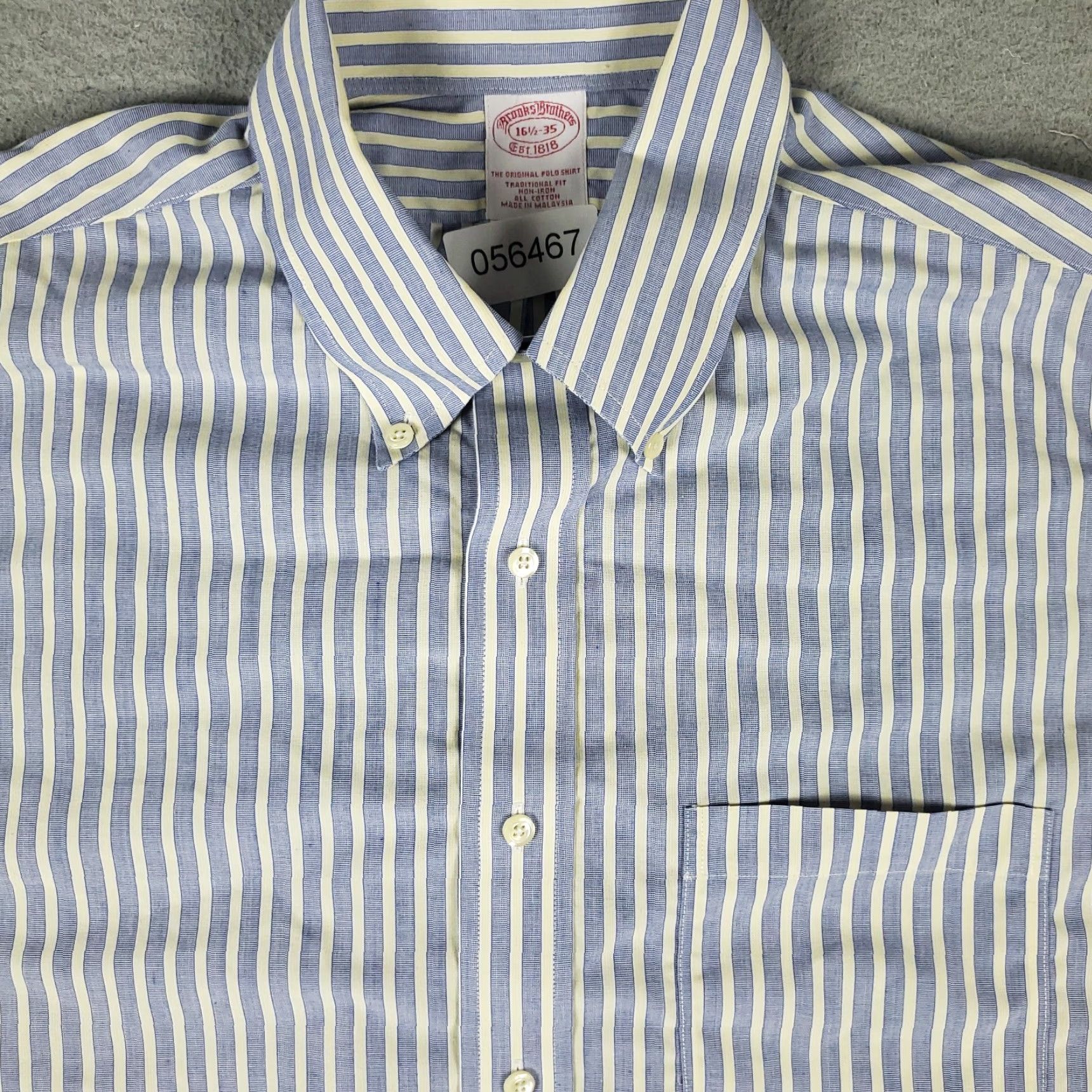 Brooks Brothers Brooks Brothers Dress Shirt Mens 16.5 Blue Striped Long Sleeve Button Down Regular Fit Size 42R - 2 Thumbnail