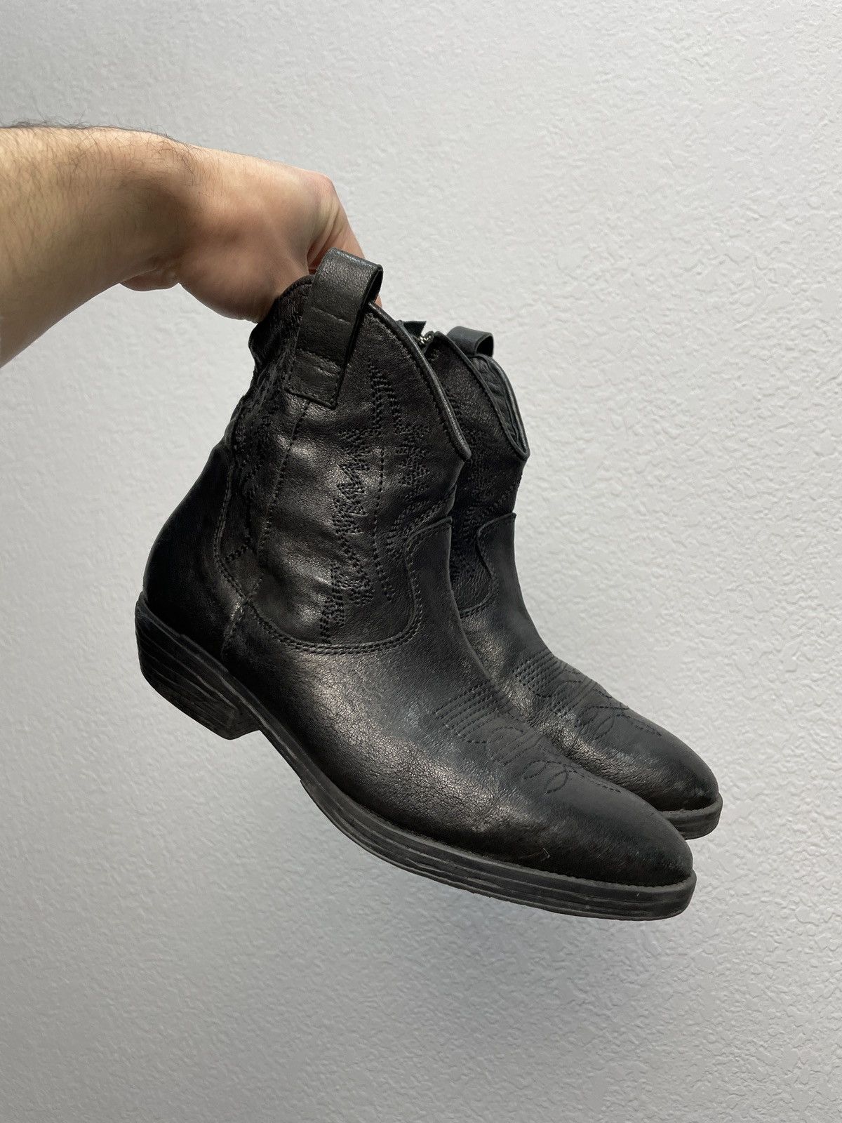 If Six Was Nine Vintage 90s Leather Biker Cowboy Boots Western shoes AS98 Size US 8 / IT 38 - 1 Thumbnail