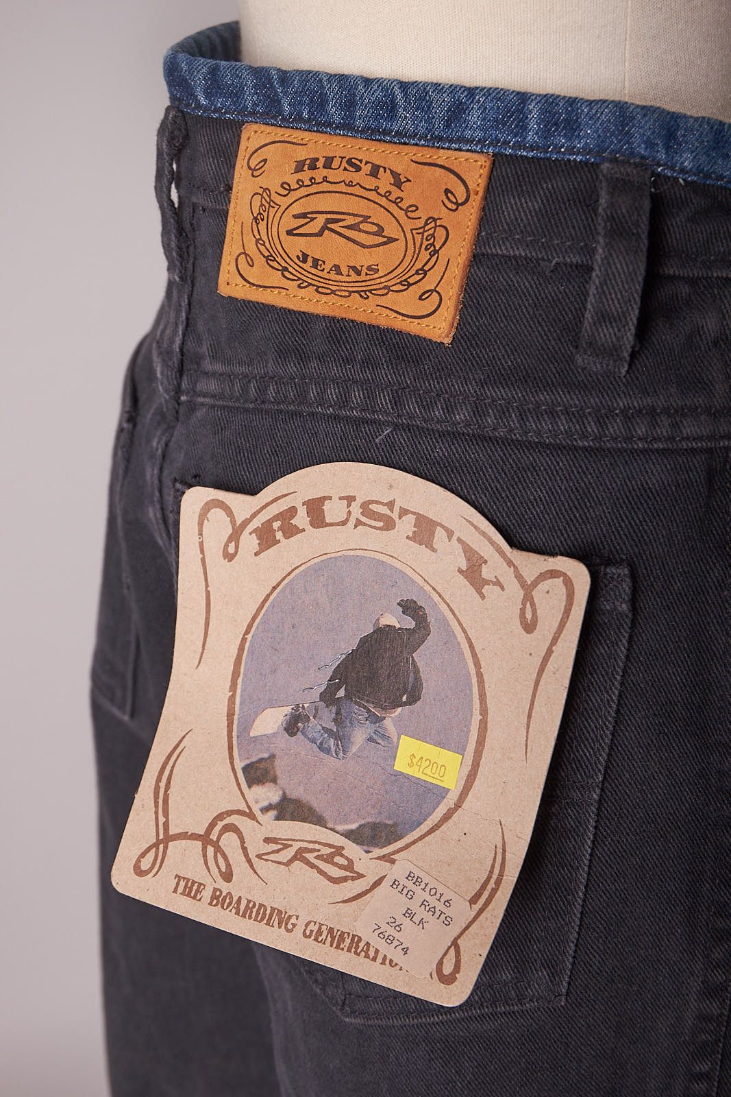 Rusty 1990s Deadstock Rusty Black Jeans With Blue Trim Size US 26 / EU 42 - 5 Thumbnail