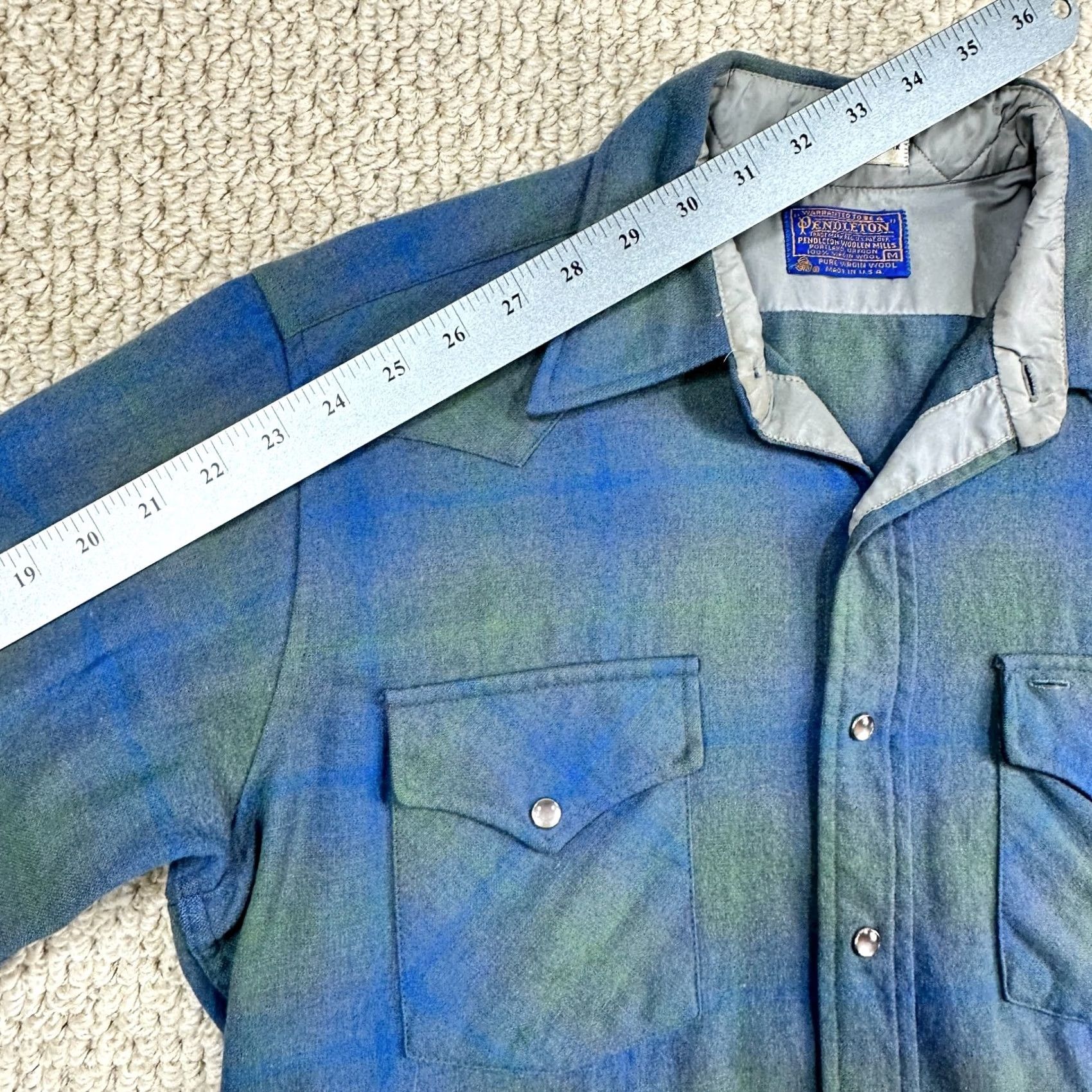 Pendleton VINTAGE Pendleton Shirt Men M Blue Shadow Plaid High Grade Western Flannel Size US M / EU 48-50 / 2 - 7 Thumbnail