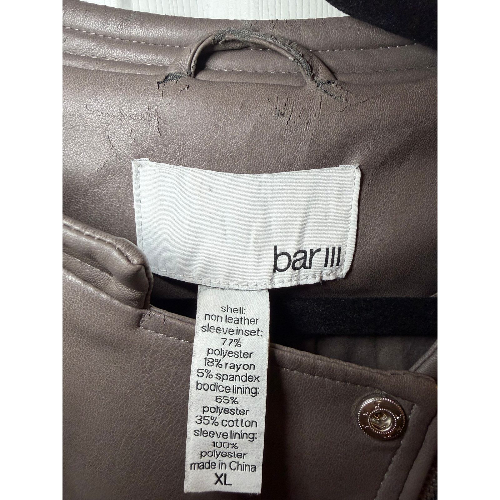 Bar III Bar III Taupe Moto Jacket XL Faux Leather Size XL / US 12-14 / IT 48-50 - 3 Thumbnail