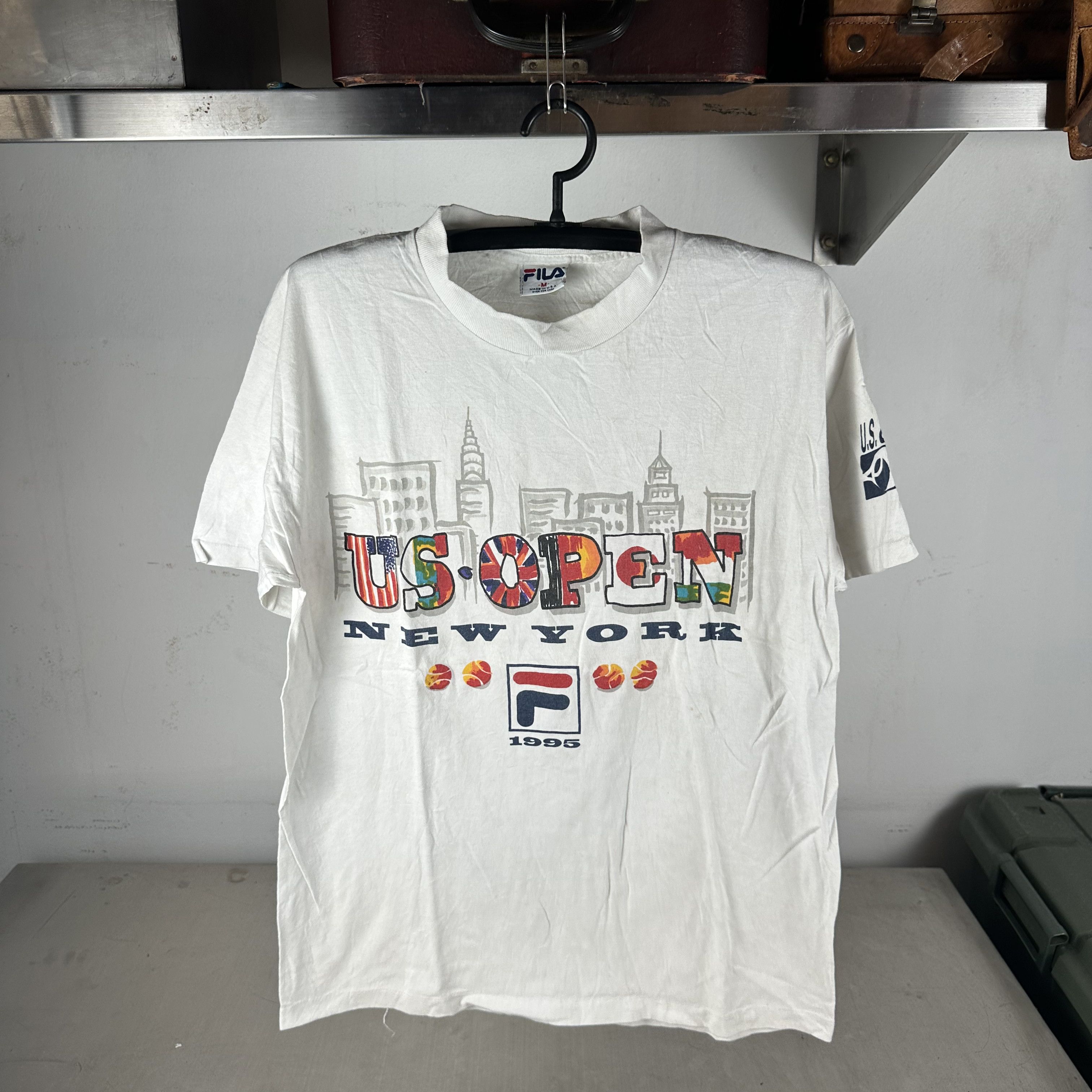 Vintage Heineken US Open Tennis John McEnroe Art Spell Out T-Shirt 
