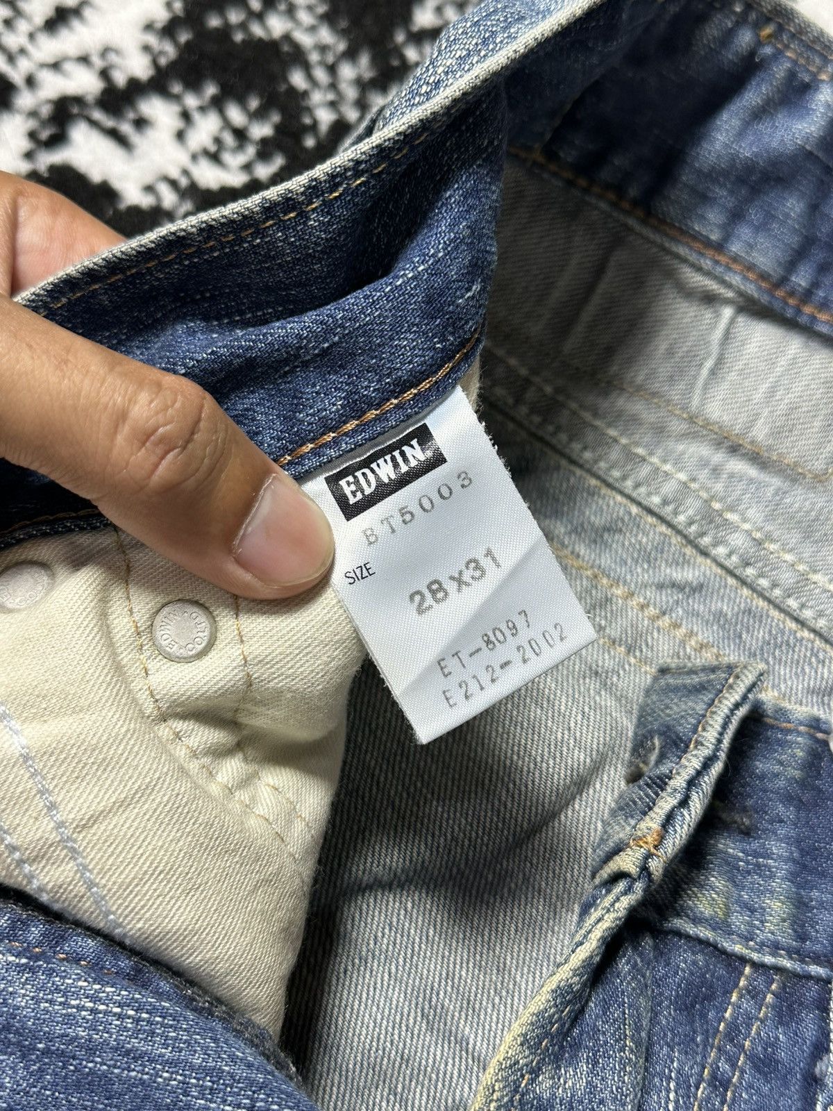 If Six Was Nine 2000s Flare Edwin 503 Blue Trip Distressed Denim Size US 30 / EU 46 - 9 Thumbnail