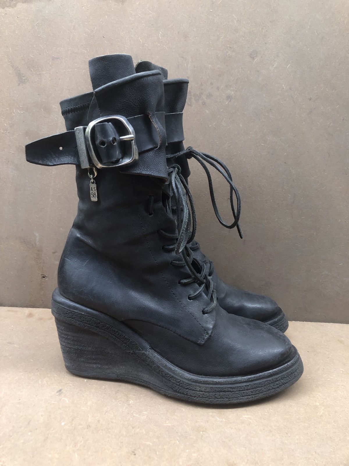 A.S.98 A.S 98 Grey Leather Women’s Boots Size 38 Size US 8 / IT 38 - 2 Thumbnail