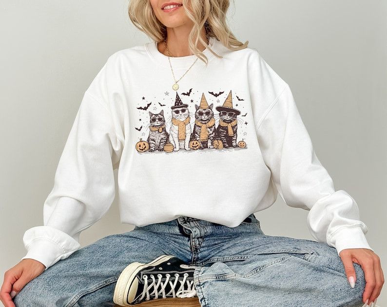 Designer Cat Halloween Sweatshirt Size M / US 6-8 / IT 42-44 - 1 Thumbnail