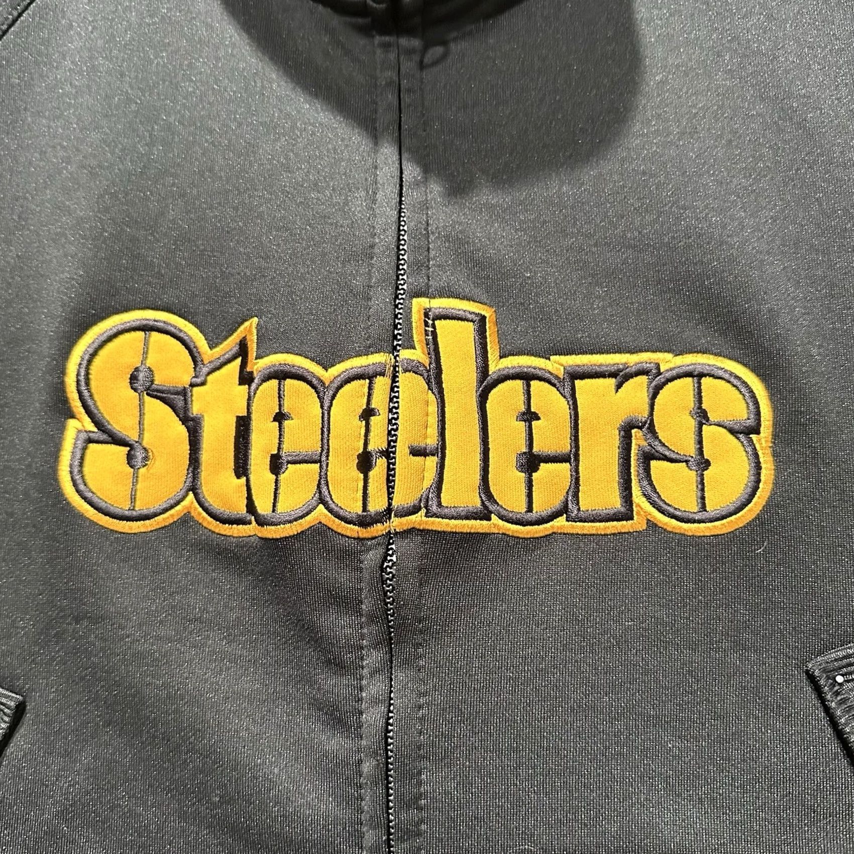 NFL NFL Pittsburgh Steelers Track Jacket Men 2XL Black Yellow Full Zip Spellout Logo Size US XXL / EU 58 / 5 - 3 Thumbnail