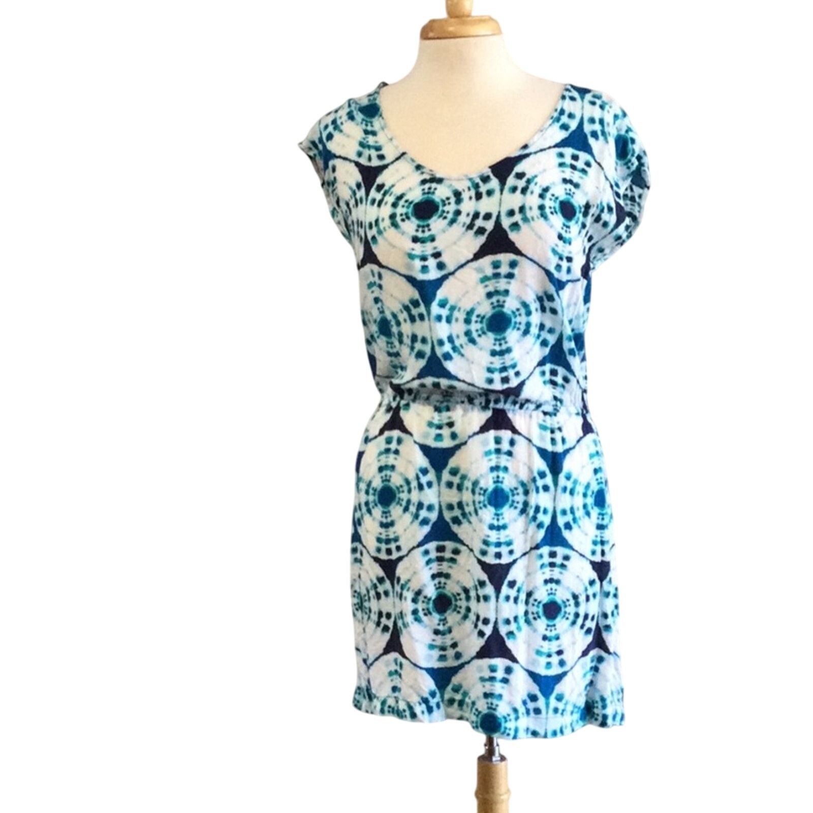 Banana Republic Banana Republic Blue/White Elastic Waist A-line Dress Size M Size M / US 6-8 / IT 42-44 - 1 Thumbnail